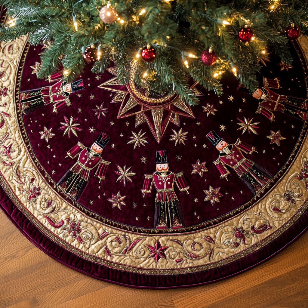 Christmas Nutcracker Quilted Tree Skirt Nutcracker Themed Gifts Christmas Tree Surround Base Cover Decorations