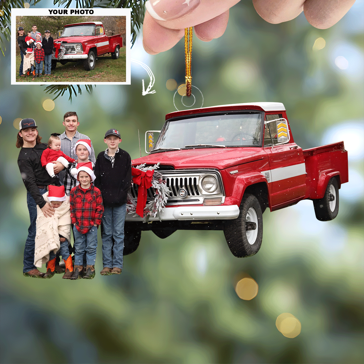 Christmas On The Farm Personalized Photo Mica Ornament Christmas Gift For Family members