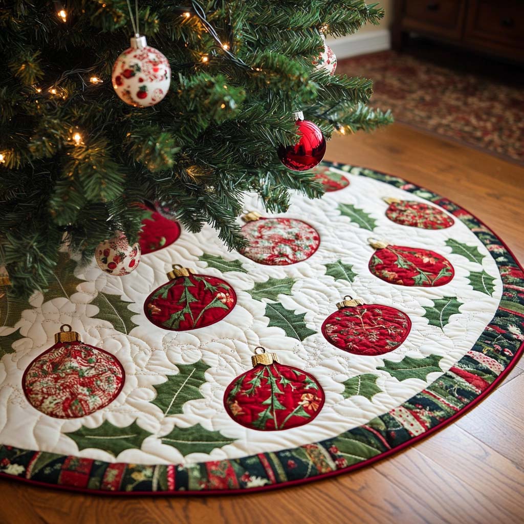 Christmas Ornaments Christmas Quilted Tree Skirt Classic Christmas Home Decor Merry And Bright Holiday Decor