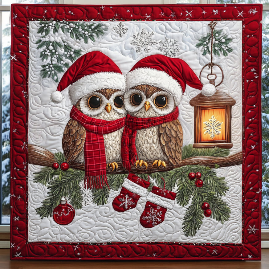 Christmas Owls Quilt.webp Thoughtful Quilt Blanket Gift for Loved Ones