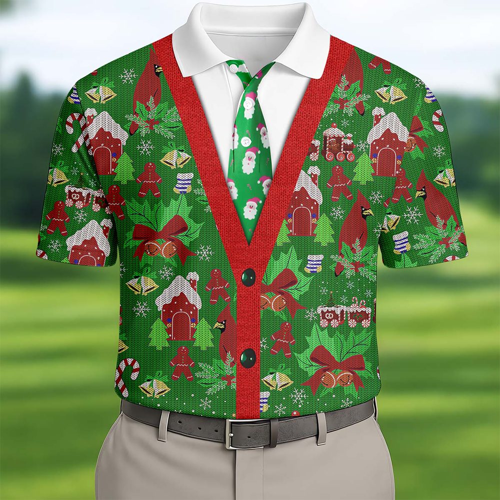 Christmas Pattern Fun Golf Shirts For Men Christmas Golf Shirt Unique Gift For Golfer Polo Shirts For Men