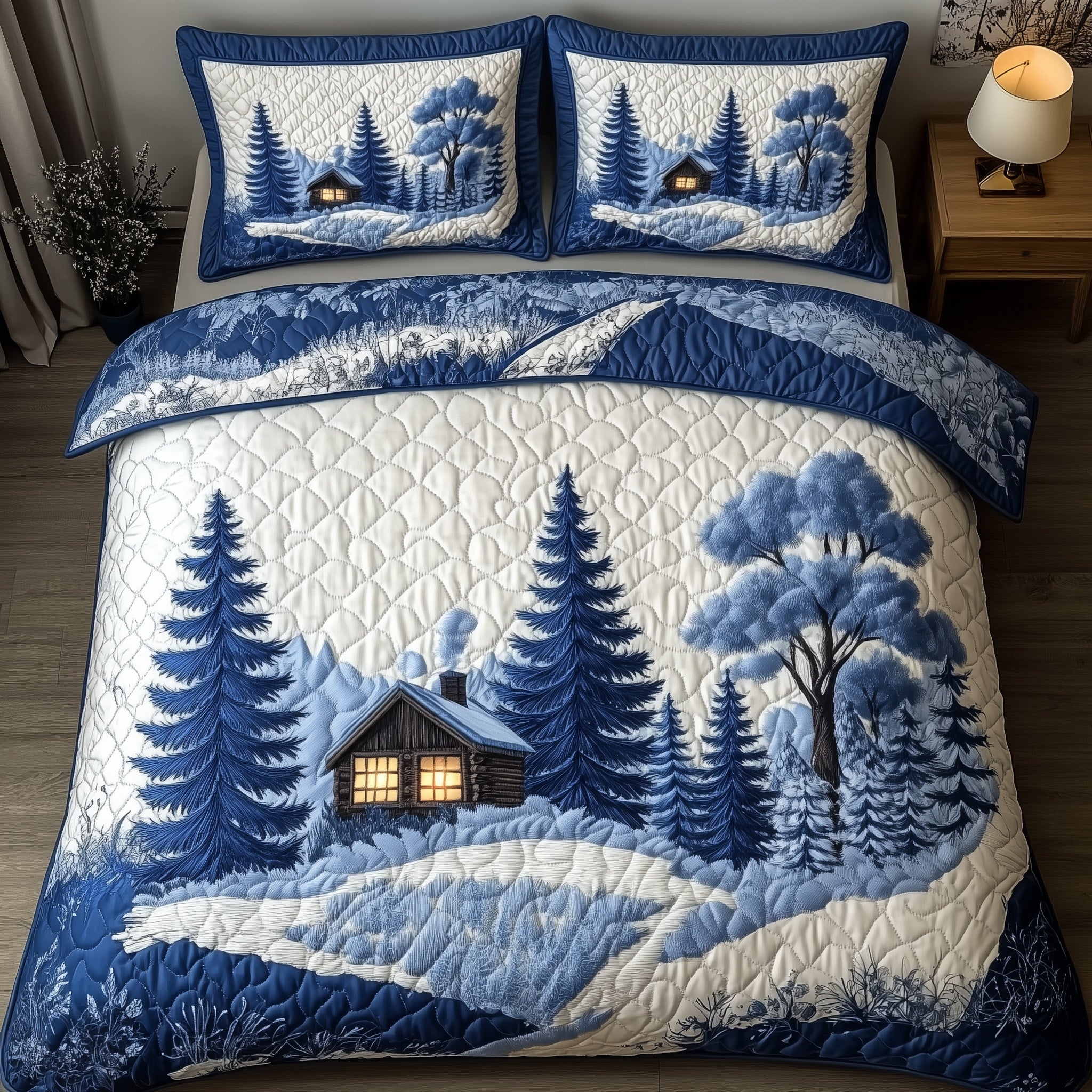 Christmas Pattern Quilted Bedding Set Duvet Cover Bedspread Winter Holiday Gift Ideas