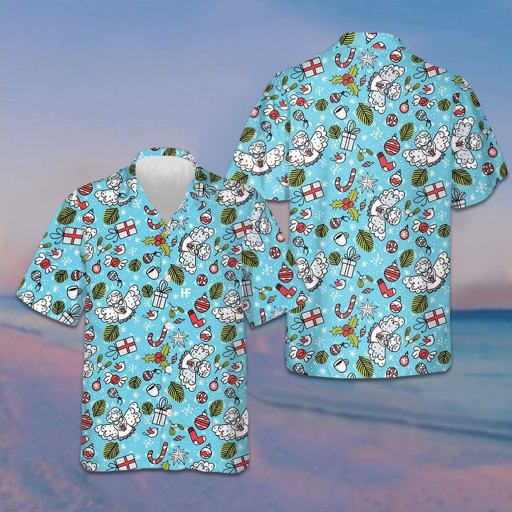 Christmas Pattern With Angel Hawaiian Shirt Button Up Christmas Shirts Gift Ideas Christmas Pattern With Angel Hawaiian Shirt Button Up Christmas Shirts Gift Ideas