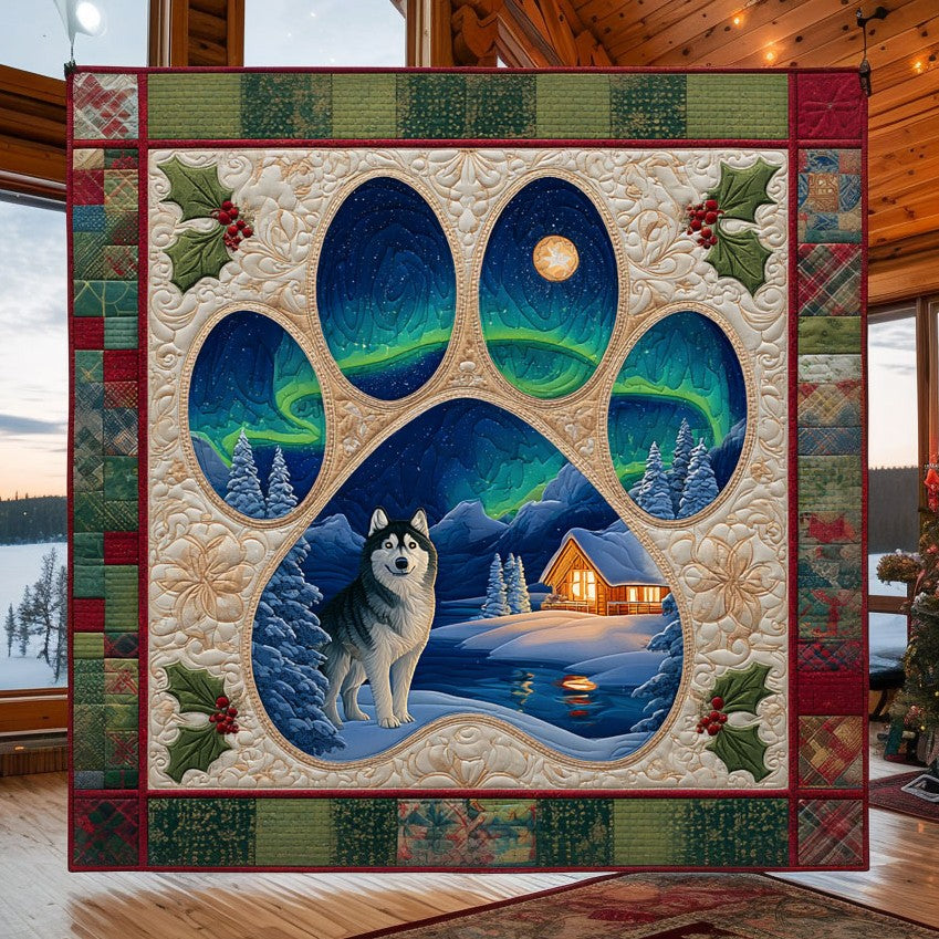 Christmas Paw Charm Quilt Blanket Best Blankets Xmas Gifts For Husky Dog Lovers