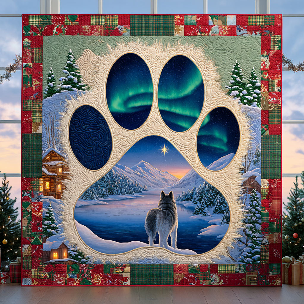 Christmas Pawprint Quilt Blanket Best Blankets Xmas Gifts For Husky Dog Lovers