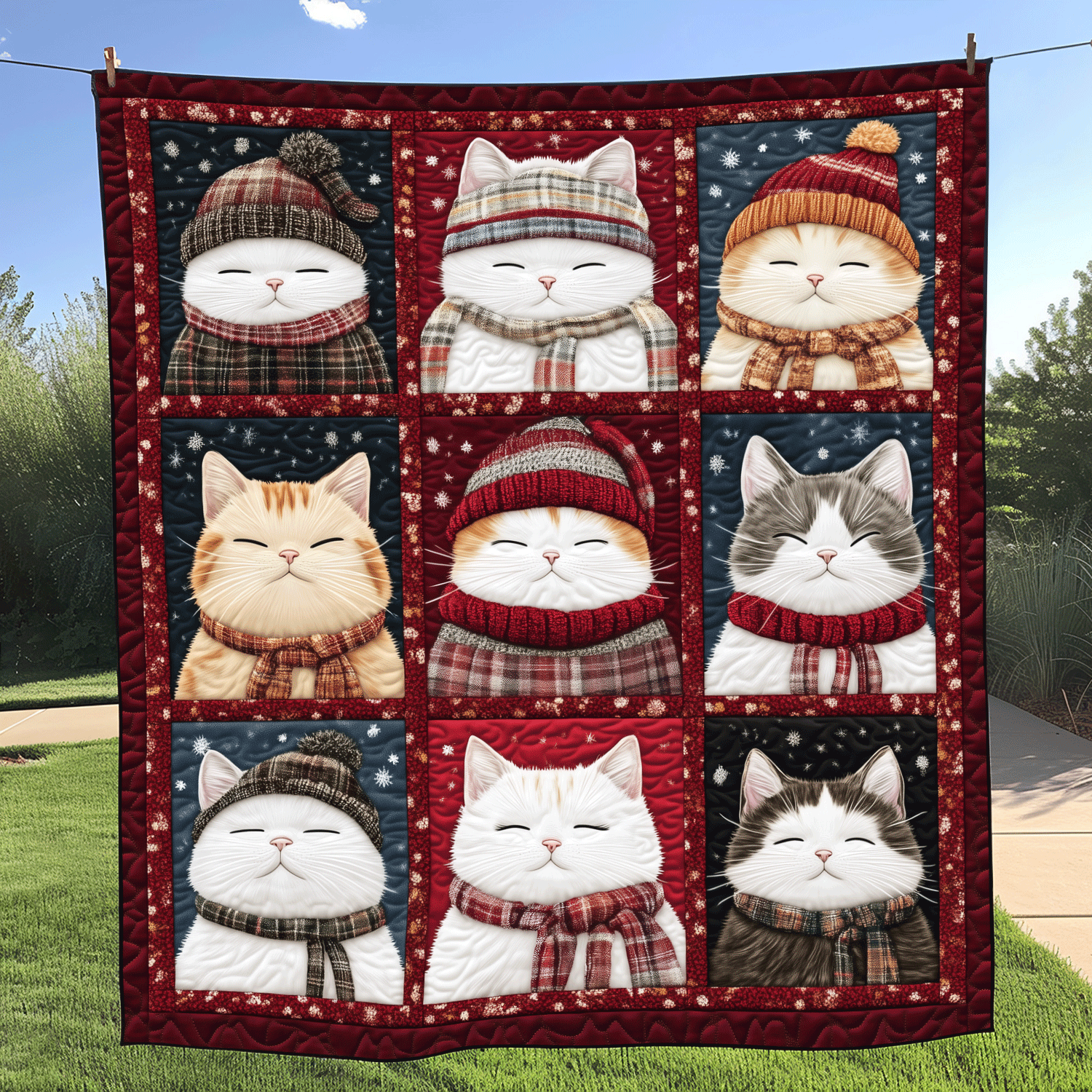 Christmas Paws Quilted Blanket Christmas Presents For Cat Lovers