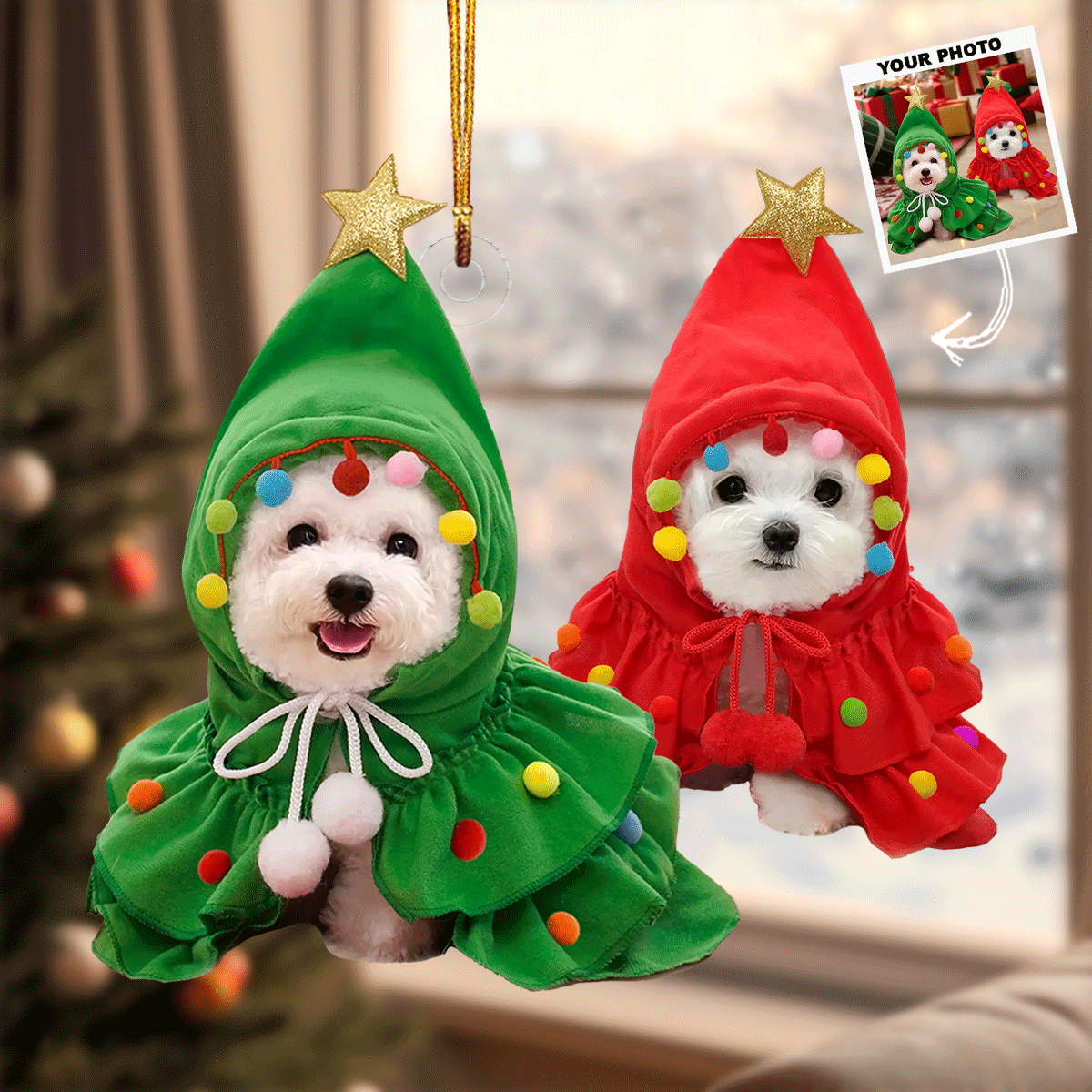 Christmas Pawty Personalized Photo Mica Ornament Christmas Gift For Dog Owner Dog Love