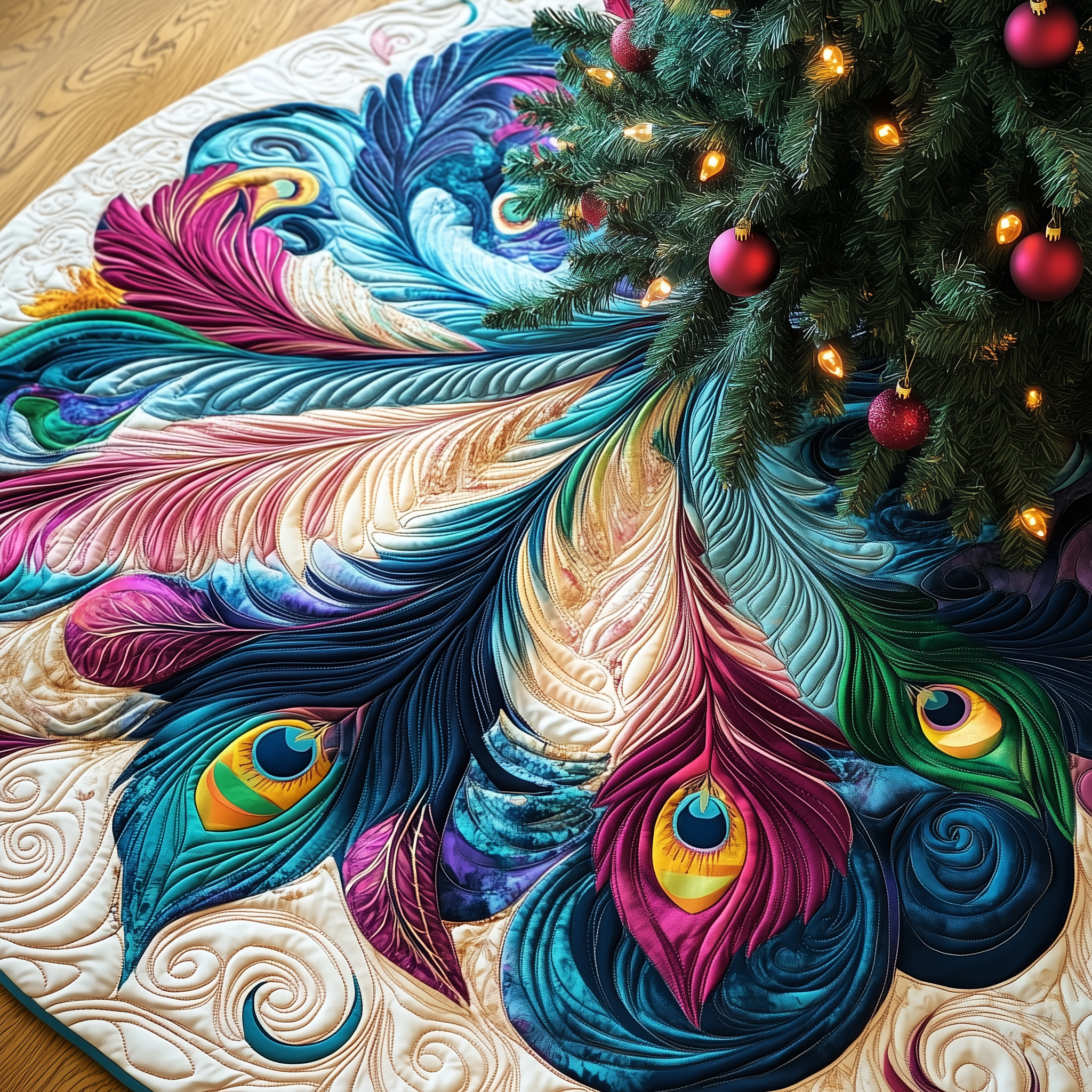 Christmas Peacock Quilted Tree Skirt Christmas Tree Skirt Best Christmas Gifts For Mom