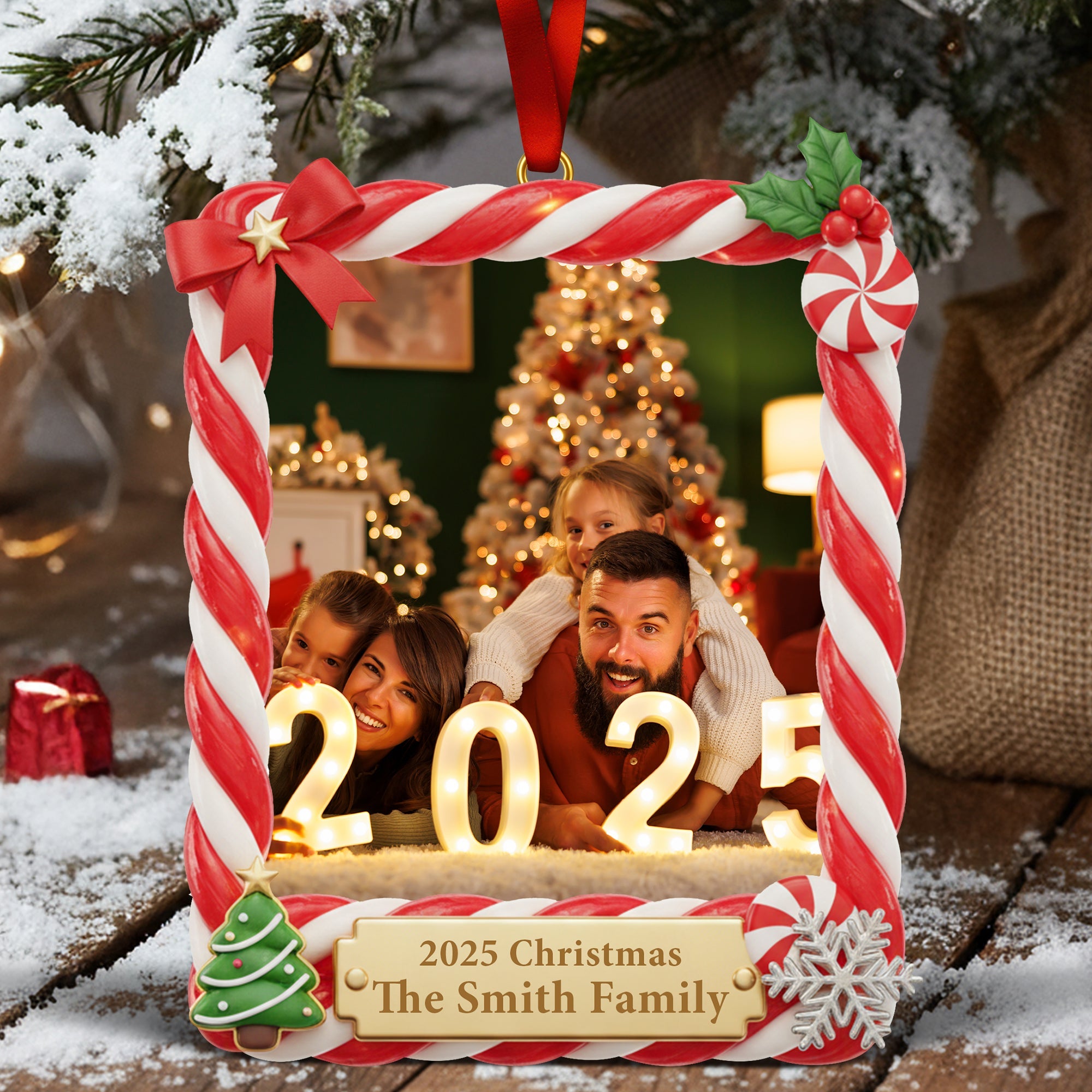 Christmas Picture Frame Acrylic Ornament - Custom Photo Gifts For Family - Christmas Ornament Gift Idea