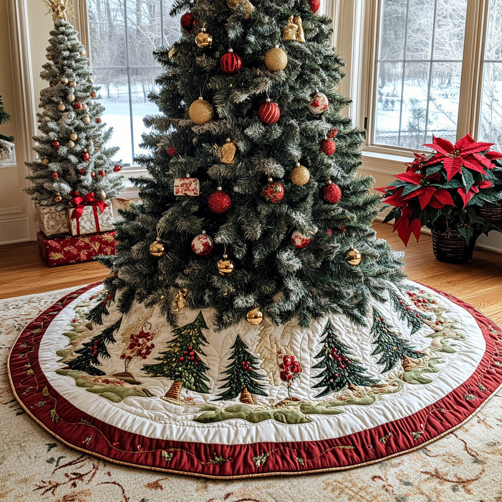 Christmas Pine Meadows Christmas Quilted Tree Skirt Xmas Decor Christmas Gift For Tree Lovers