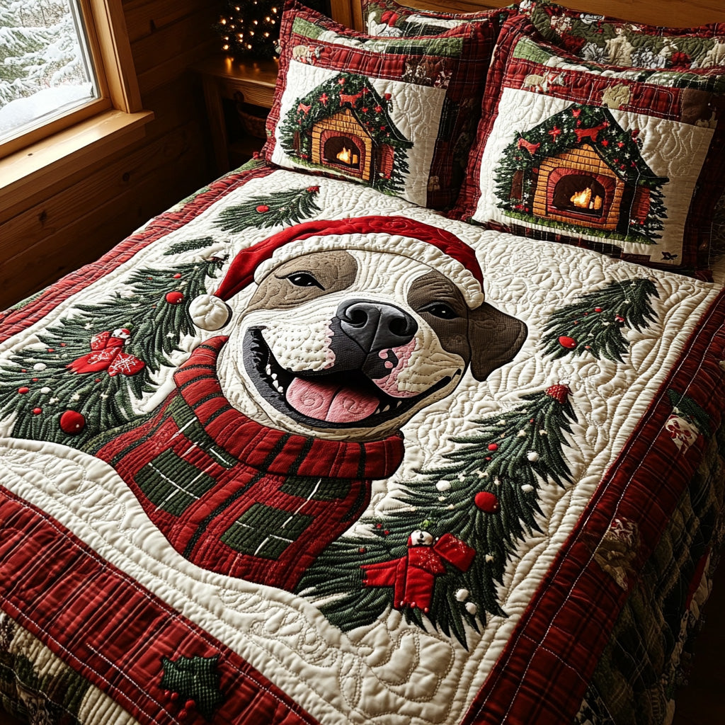 Christmas Pit Quilted Bedding Set Christmas Duvet Cover Good Gifts For Dog Lovers