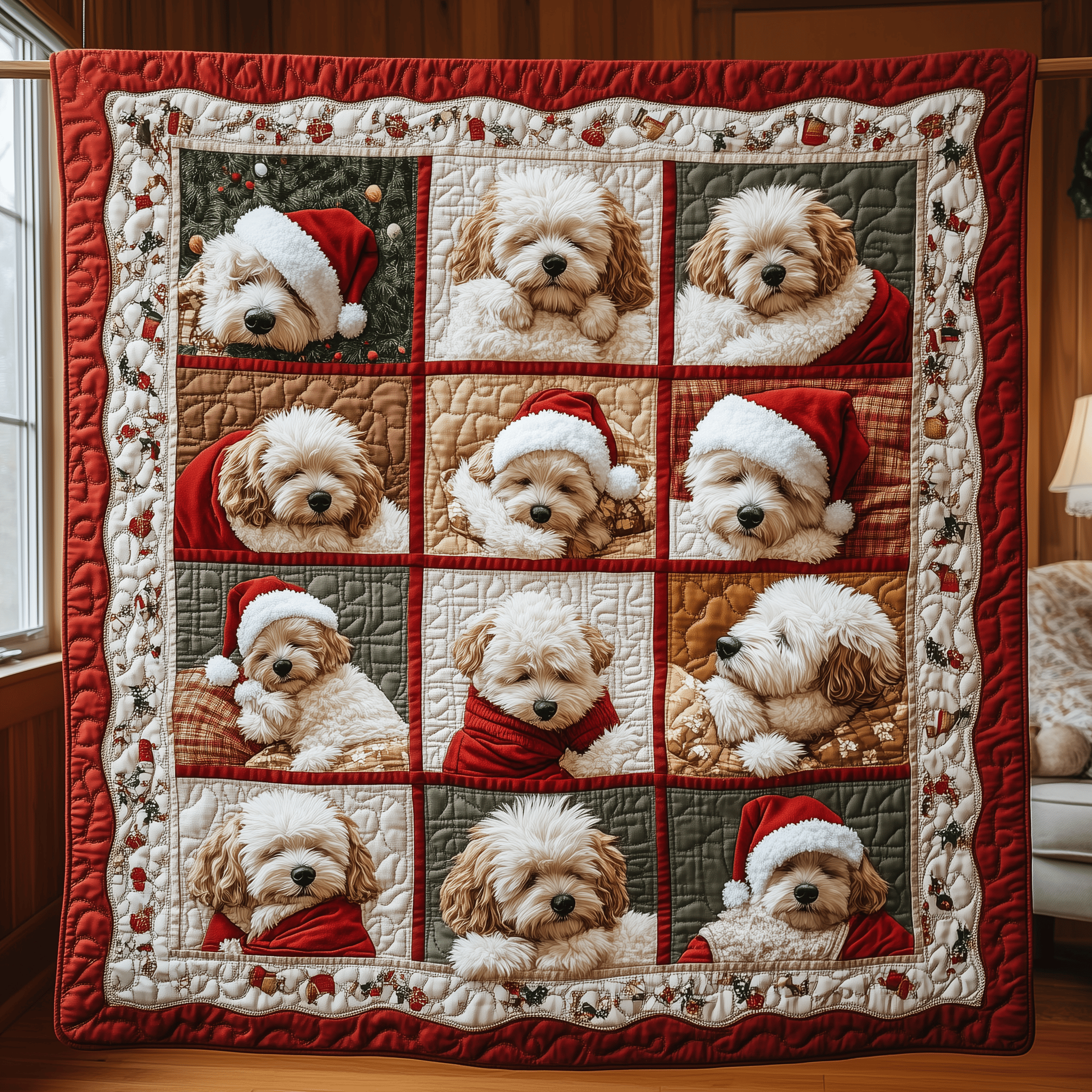 Christmas Poodle Quilted Blanket Christmas Throw Blanket Christmas Ideas For Mom