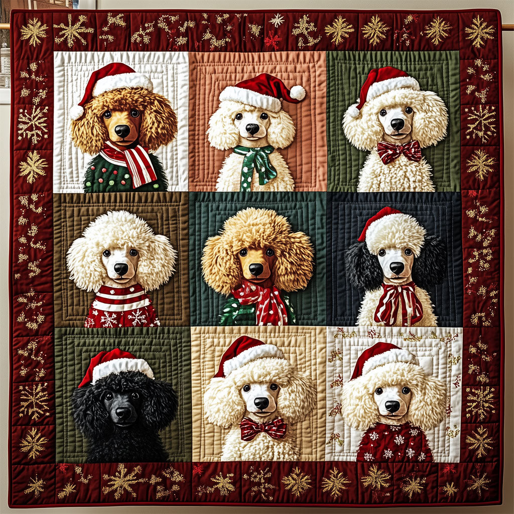 Christmas Poodles Quilt Soft Quilt Blanket to Add Style and Warmth