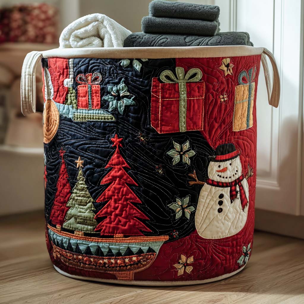 Christmas Portal Quilted Laundry Basket Stylish Laundry Basket with Quilted Texture and Handles