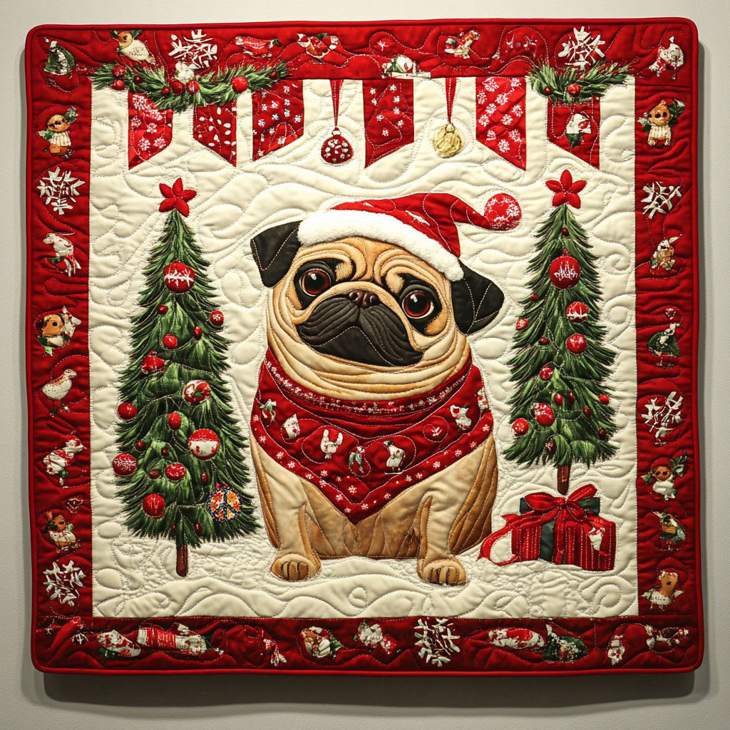 Christmas Pug Holiday Christmas Quilt Blanket Best Things For Dog Owners