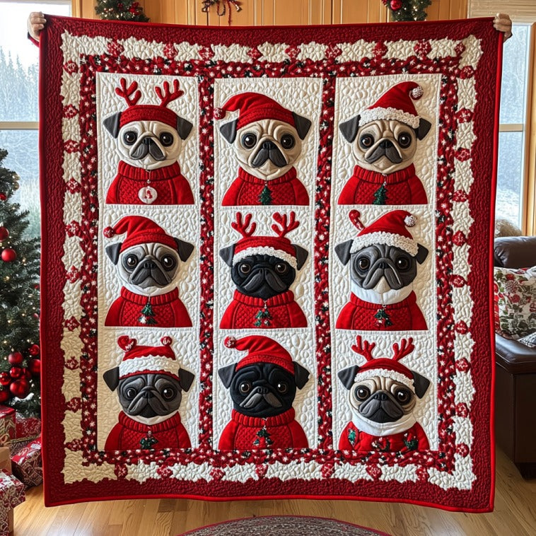 Christmas Pug Quilt Beautiful Quilt Blanket Gift for Cozy Living