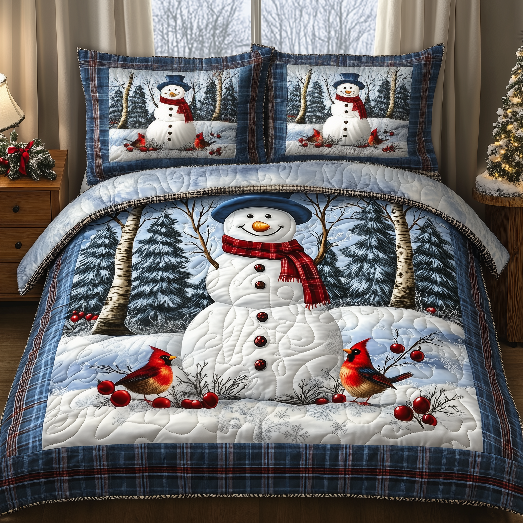 Christmas Quilted Bedding Set Bed Room Decoration Appreciation Gifts For Church Volunteers