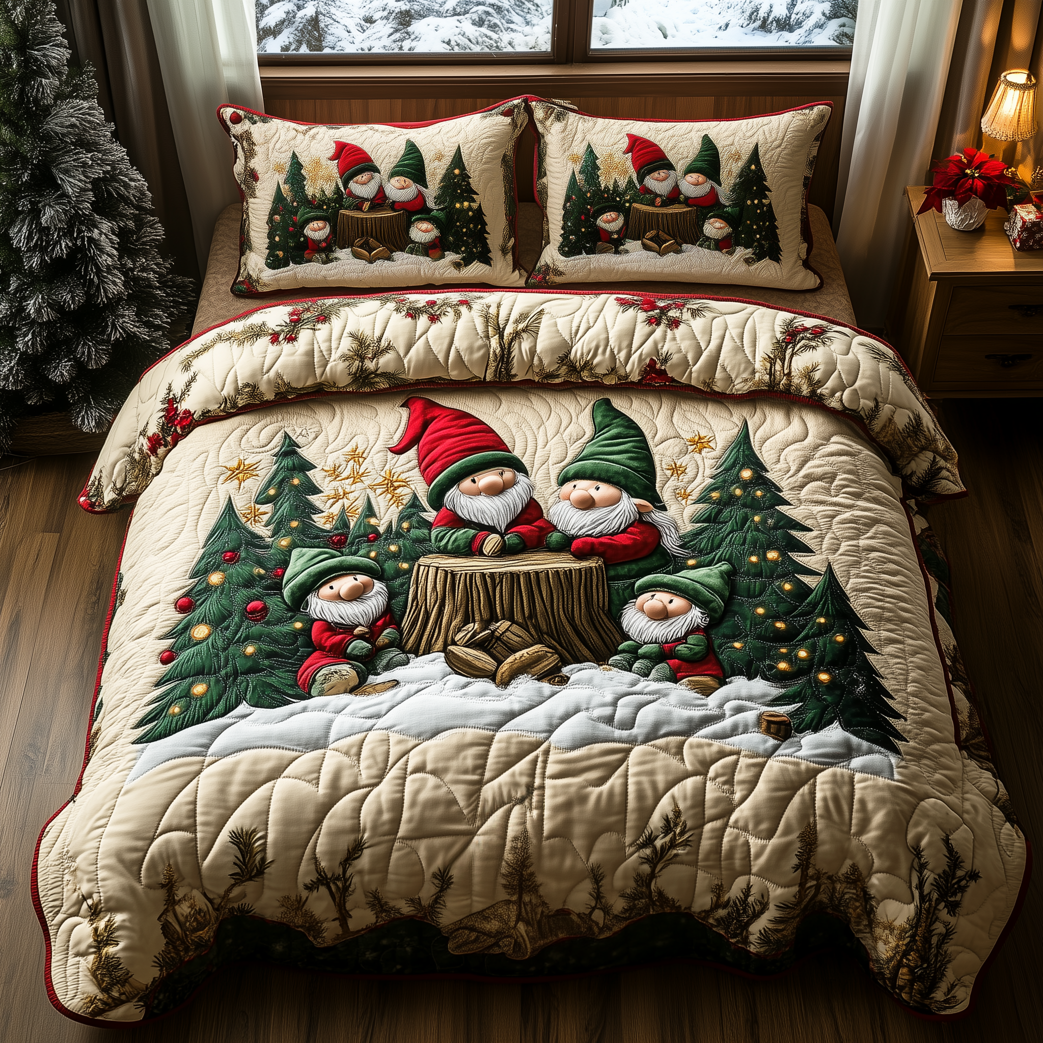 Christmas Quilted Bedding Set Bed Room Decoration Appreciation Gifts For Church Volunteers