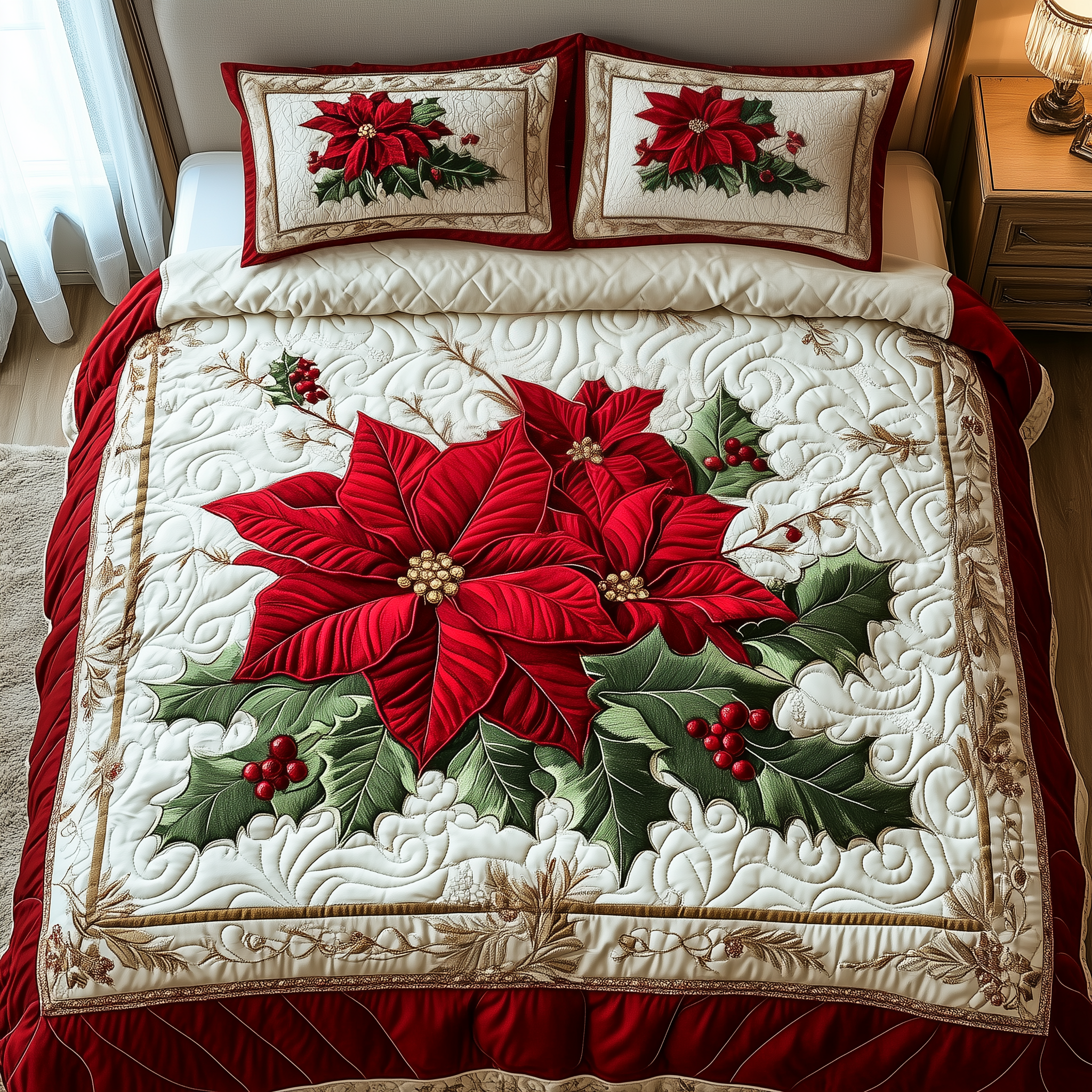 Christmas Quilted Bedding Set Bed Room Decoration Appreciation Gifts For Church Volunteers