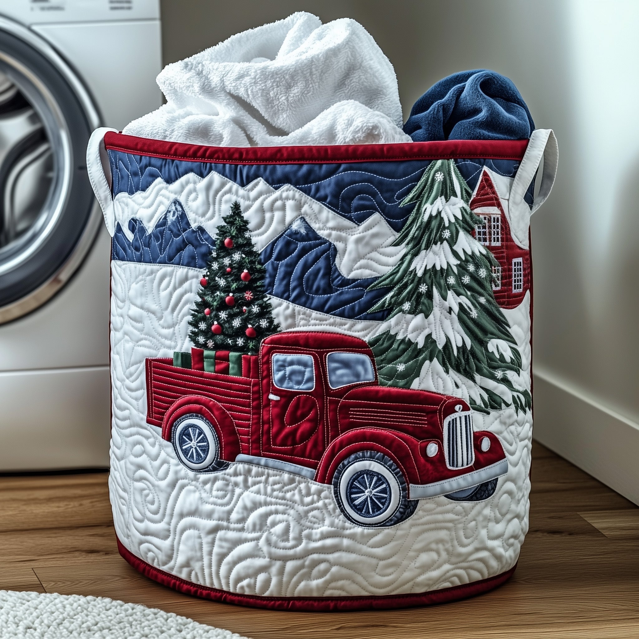 Christmas Quilted Laundry Basket Family Xmas Gift Ideas