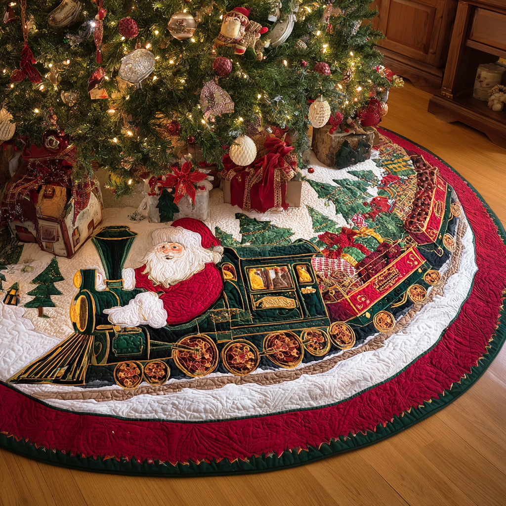 Christmas Rail Route Christmas Quilted Tree Skirt Holiday Decor Indoor Christmas Present Ideas