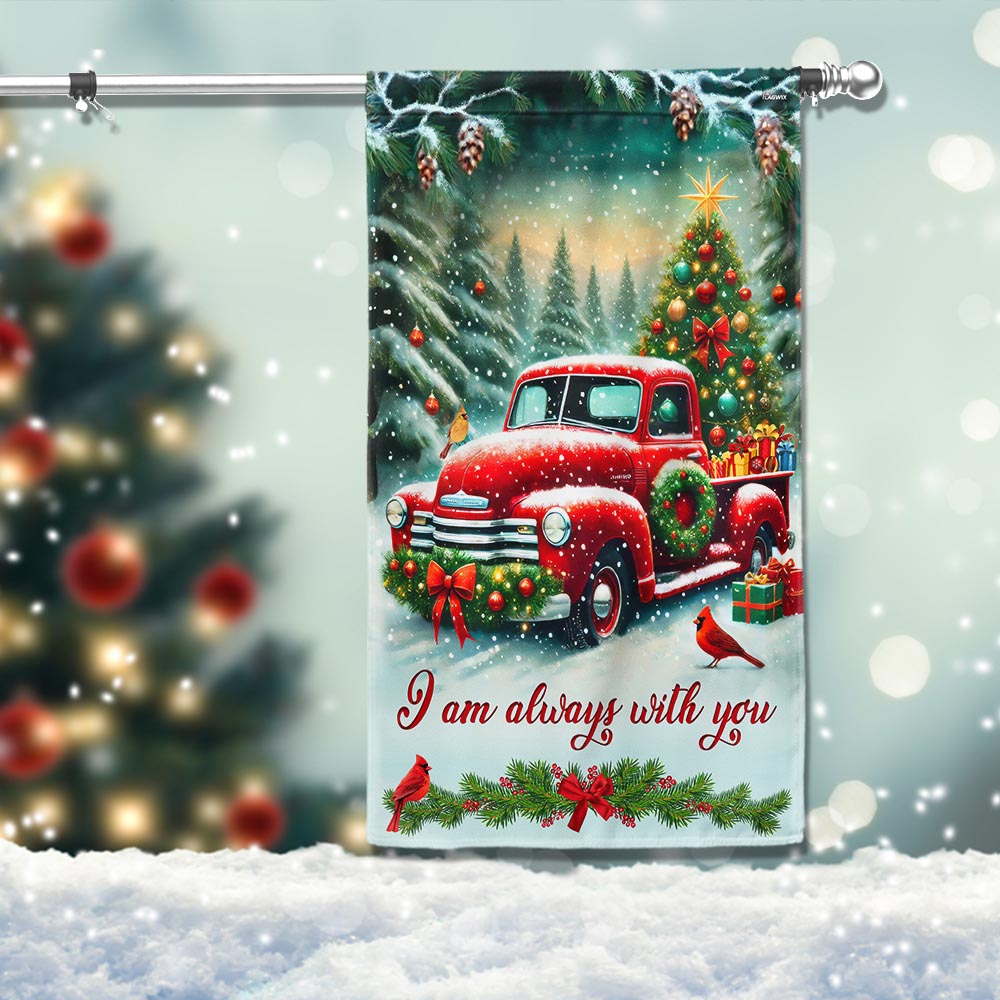 Christmas Red Truck Cardinal I Am Always With You Flag