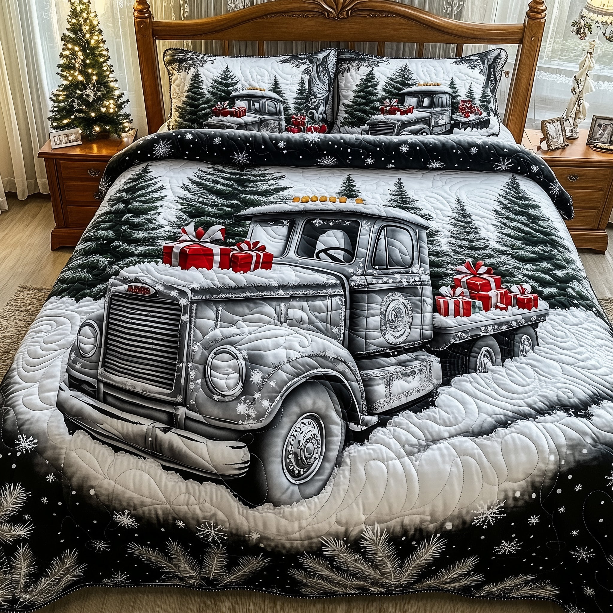 Christmas Ride Duvet Cover Set Merch For Her