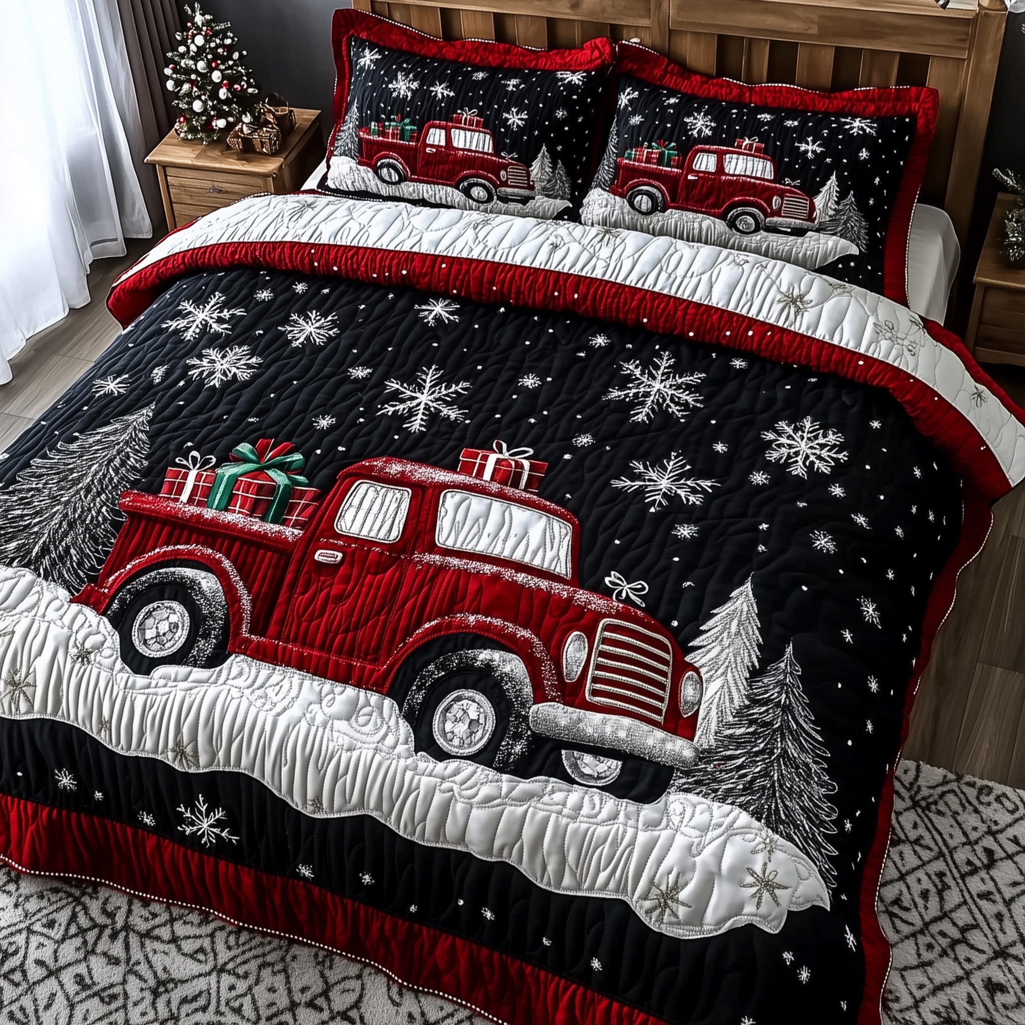 Christmas Ride Duvet Cover Set Merch For Kids
