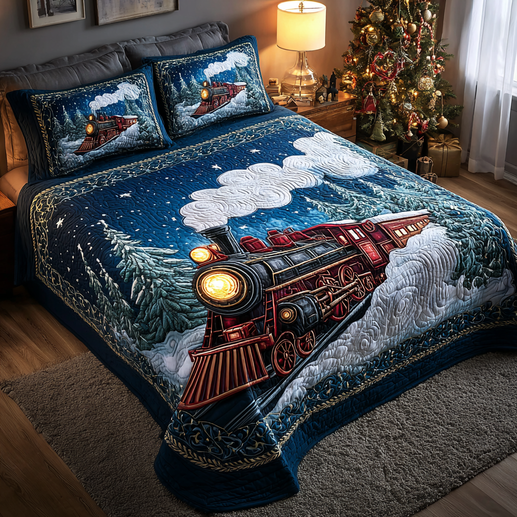 Christmas Route Quilted Bedding Set Holiday Duvet Cover Set Romantic Christmas Gifts