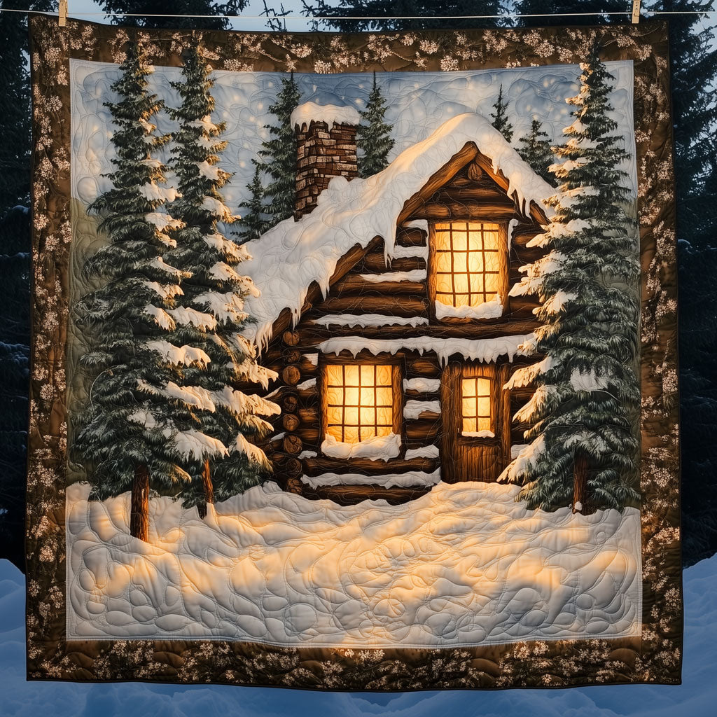 Christmas Rustic House Quilt Elegant Quilt Blanket for Relaxing Evenings