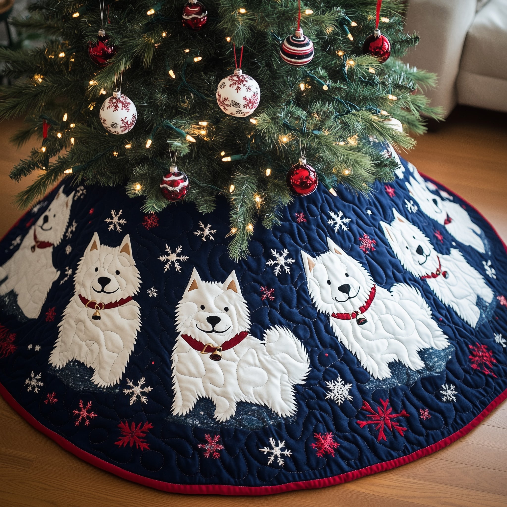 Christmas Samoyed Quilted Tree Skirt Perfect Tree Skirt Decoration Merch