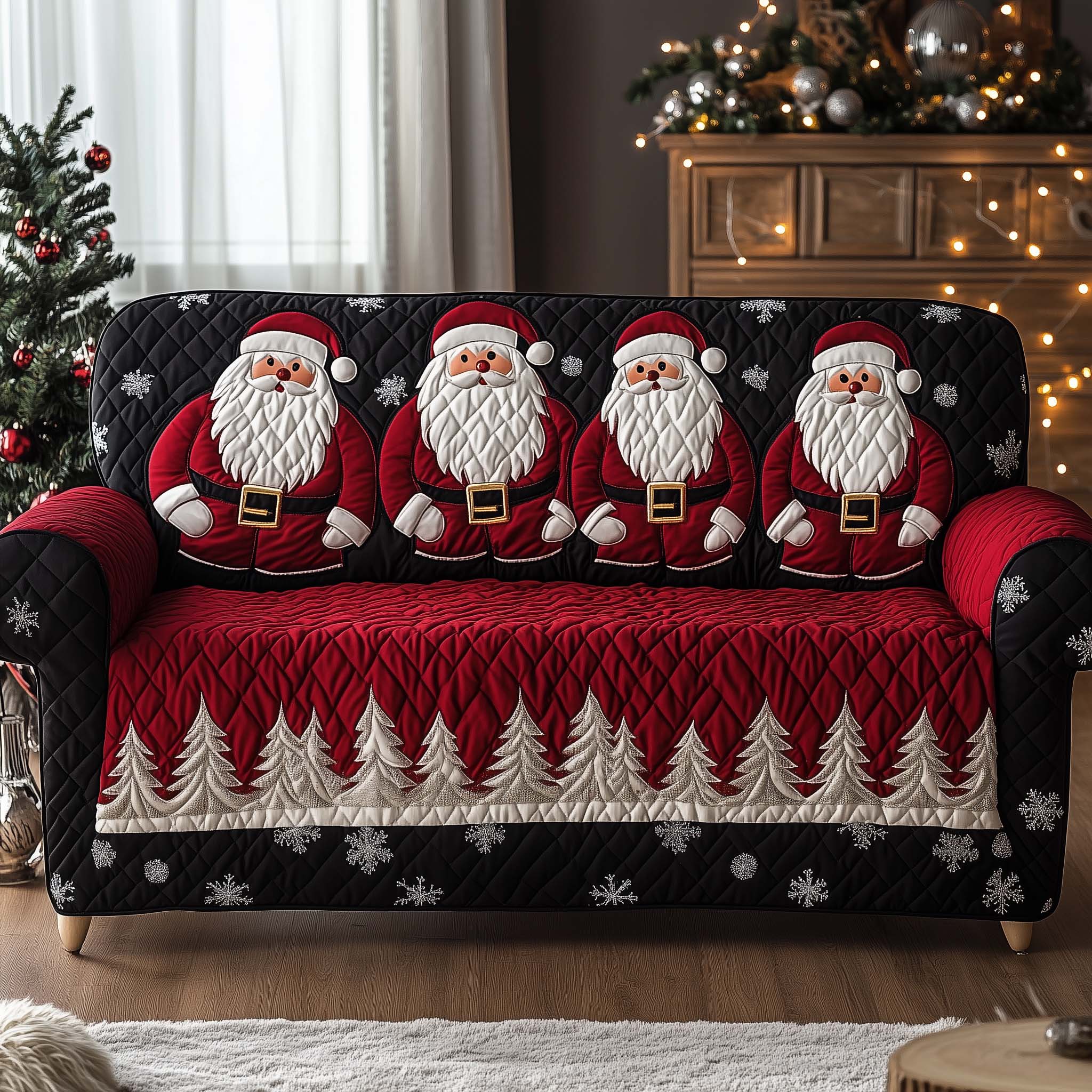 Christmas Santa Cheer Quilted Sofa Cover Cheerful Red Hat Festive Energy Santa Gift Ideas