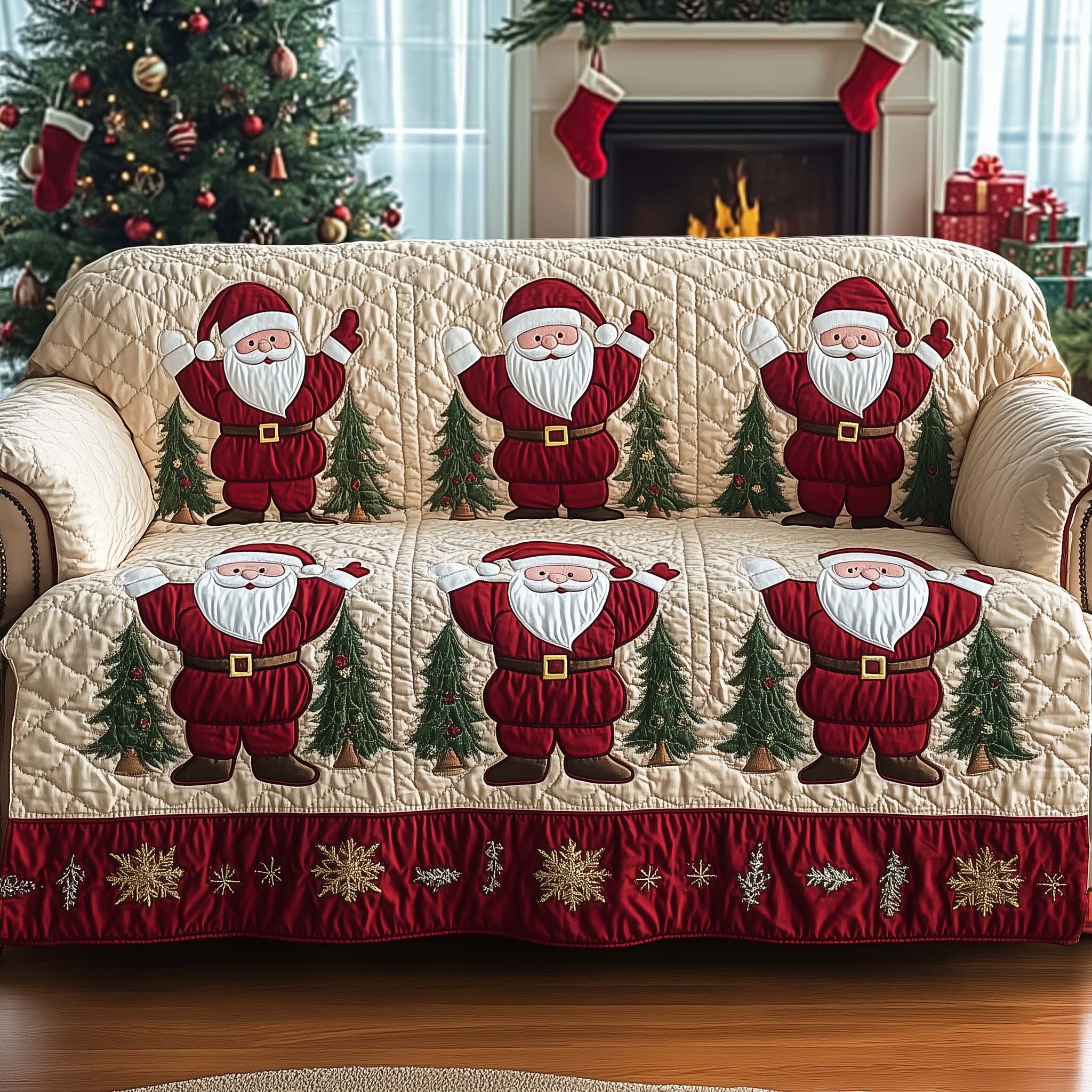 Christmas Santa Cheer Quilted Sofa Cover Cheerful Santa Accent Secret Santa Gift Ideas