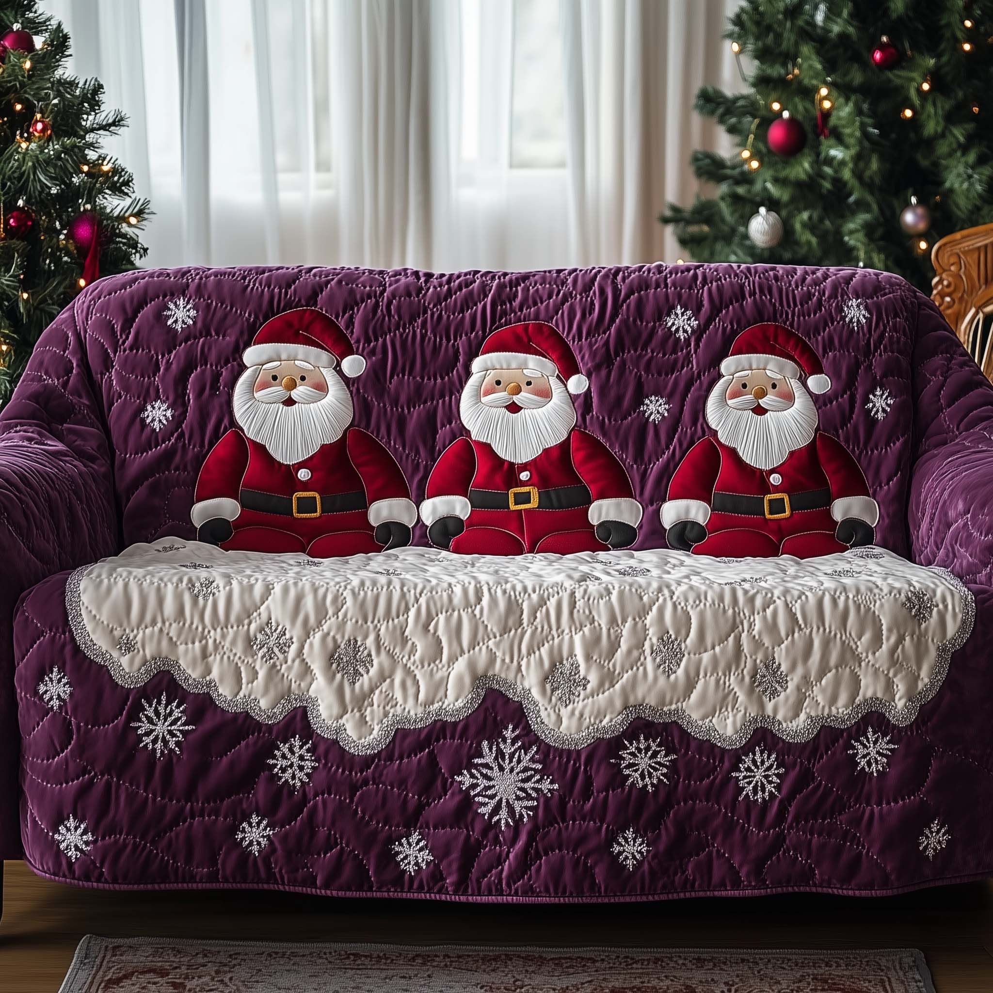 Christmas Santa Cheer Quilted Sofa Cover Jolly Santa And Presents Secret Santa Gift Ideas