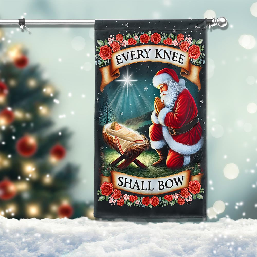 Christmas Santa Claus Every Knee Shall Bow Flag