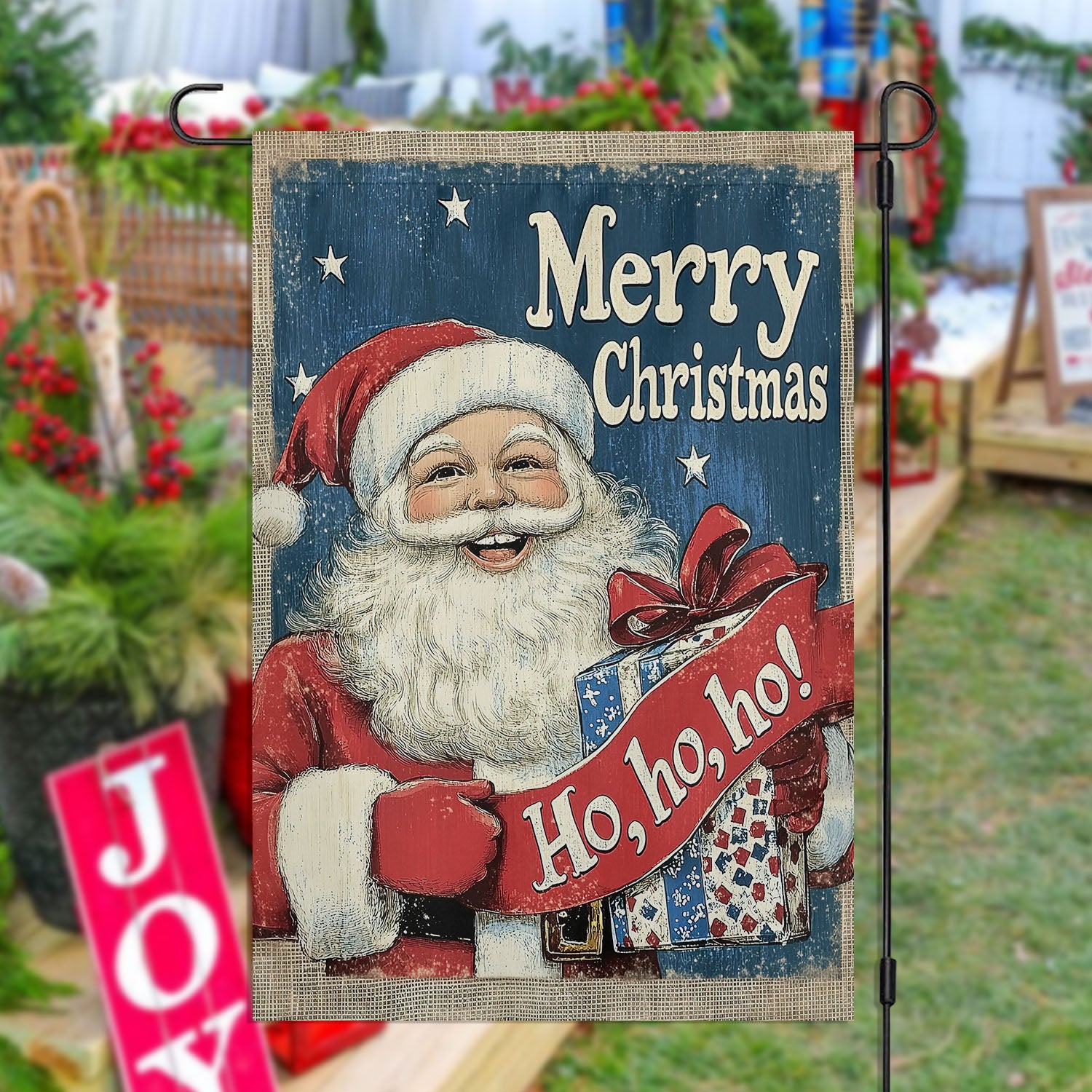 Christmas Santa Claus Garden Flag Merry Christmas Outdoor Decor Xmas Yard Decor Gift