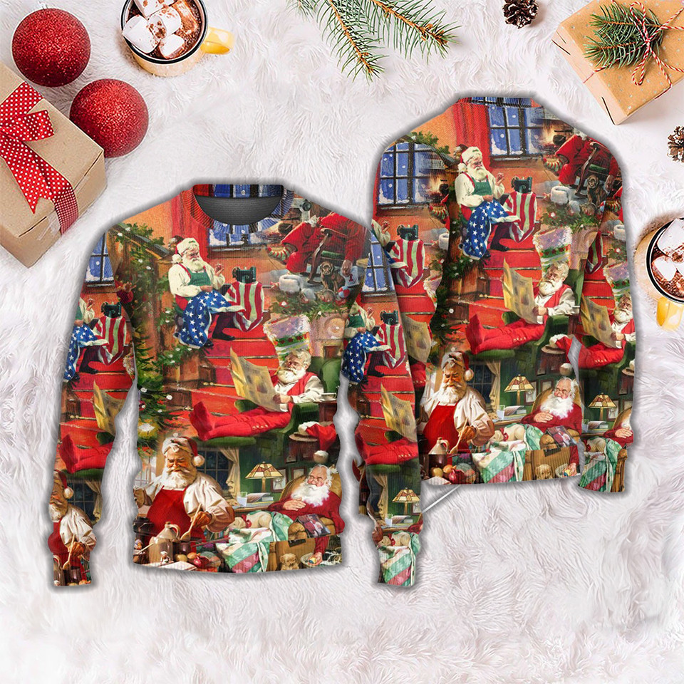 Christmas Santa Claus In Daily Life Ugly Sweater Vintage Christmas Sweater Gifts For Dad