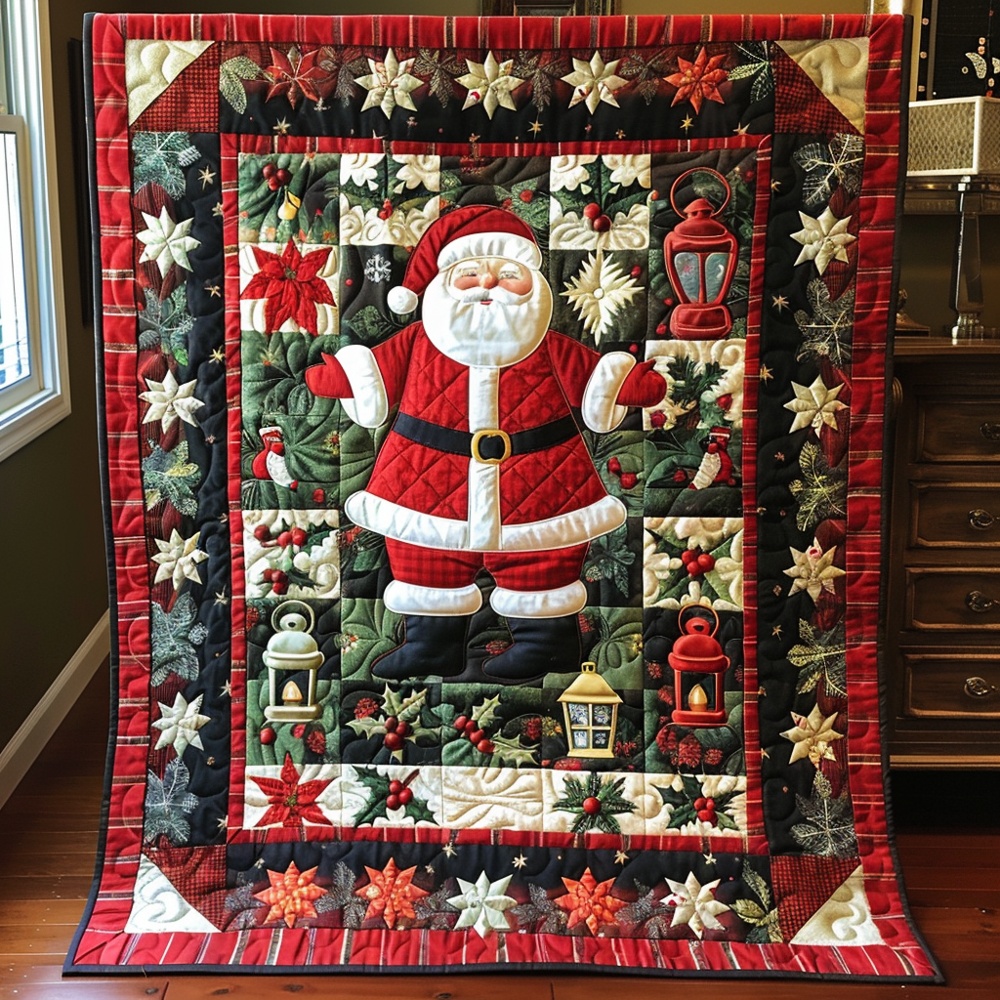 Christmas Santa Claus Quilted Blanket Festive Holiday Cozy Throw Home Decor Best Gift For Xmas Lovers