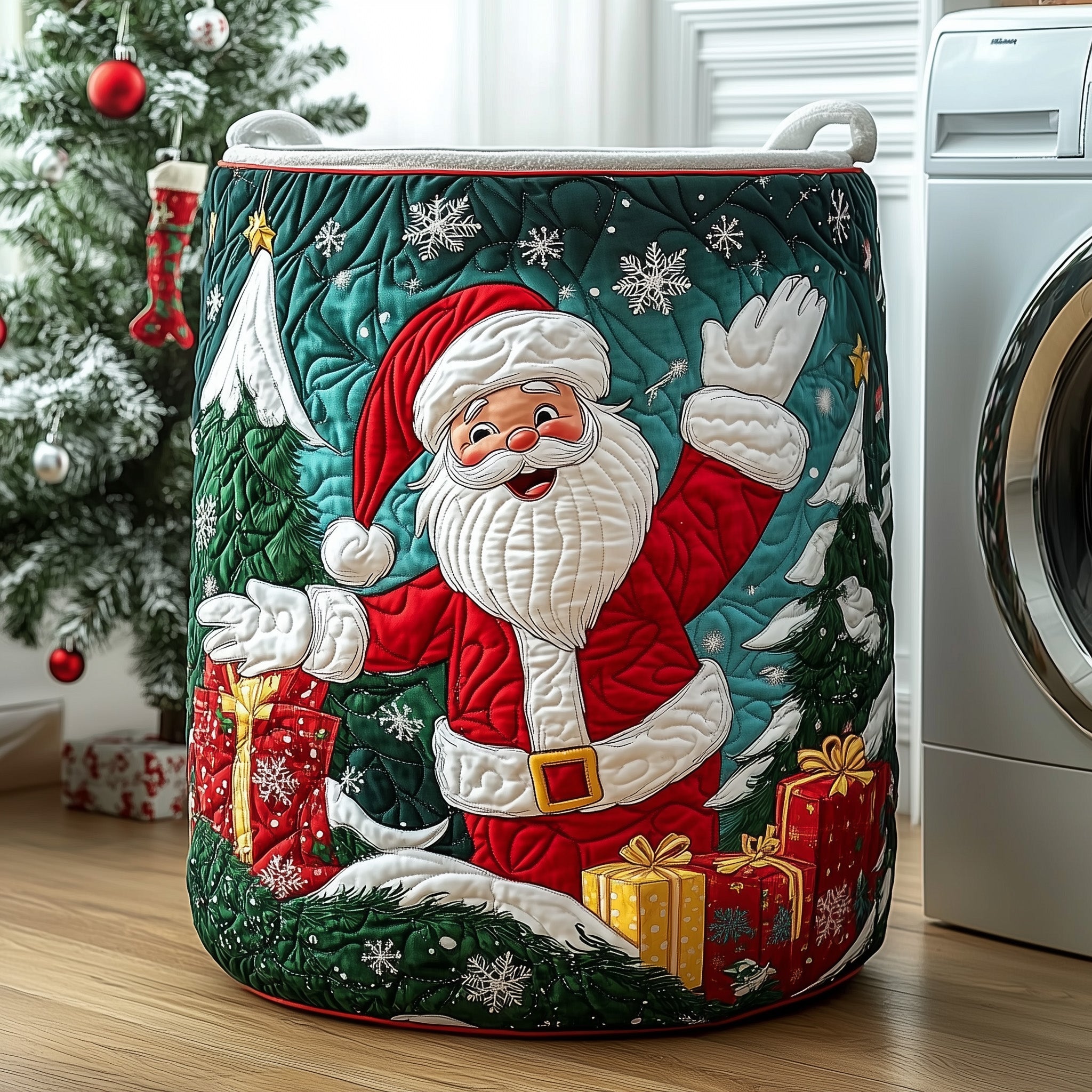 Christmas Santa Claus Quilted Laundry Basket Best Christmas Gift For Girls