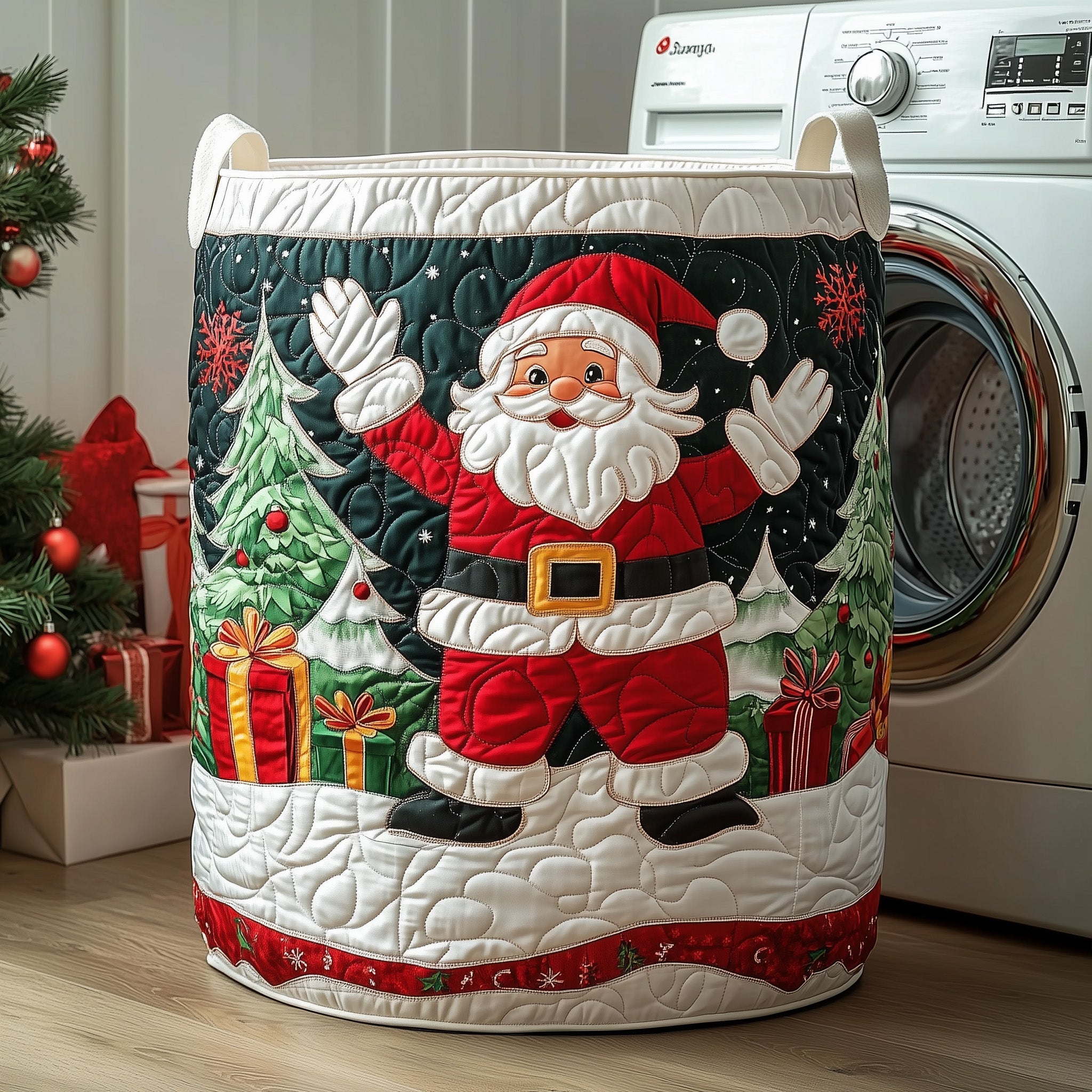 Christmas Santa Claus Quilted Laundry Basket Good Christmas Gifts For Girlfriend
