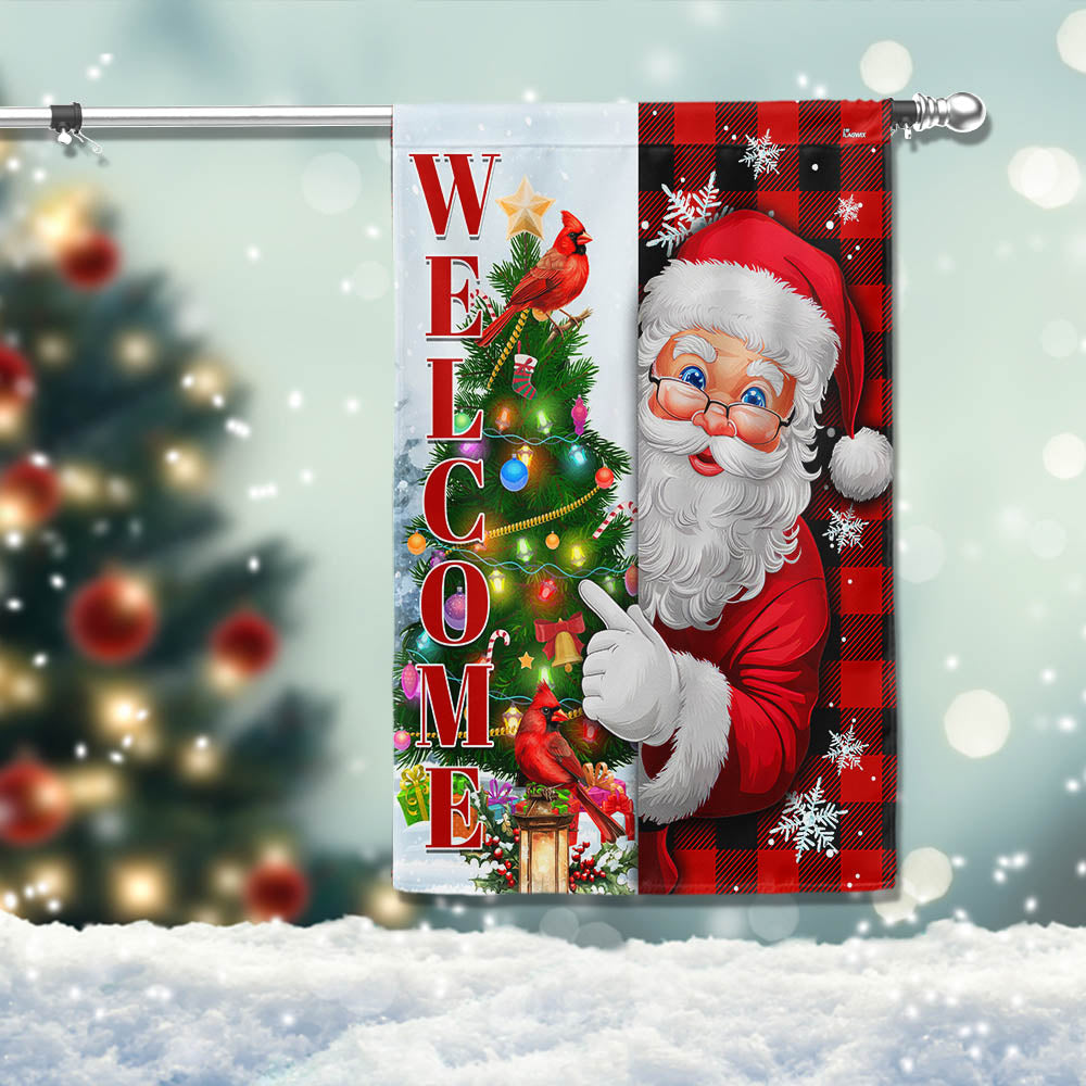 Christmas Santa Claus Welcome Home Flag