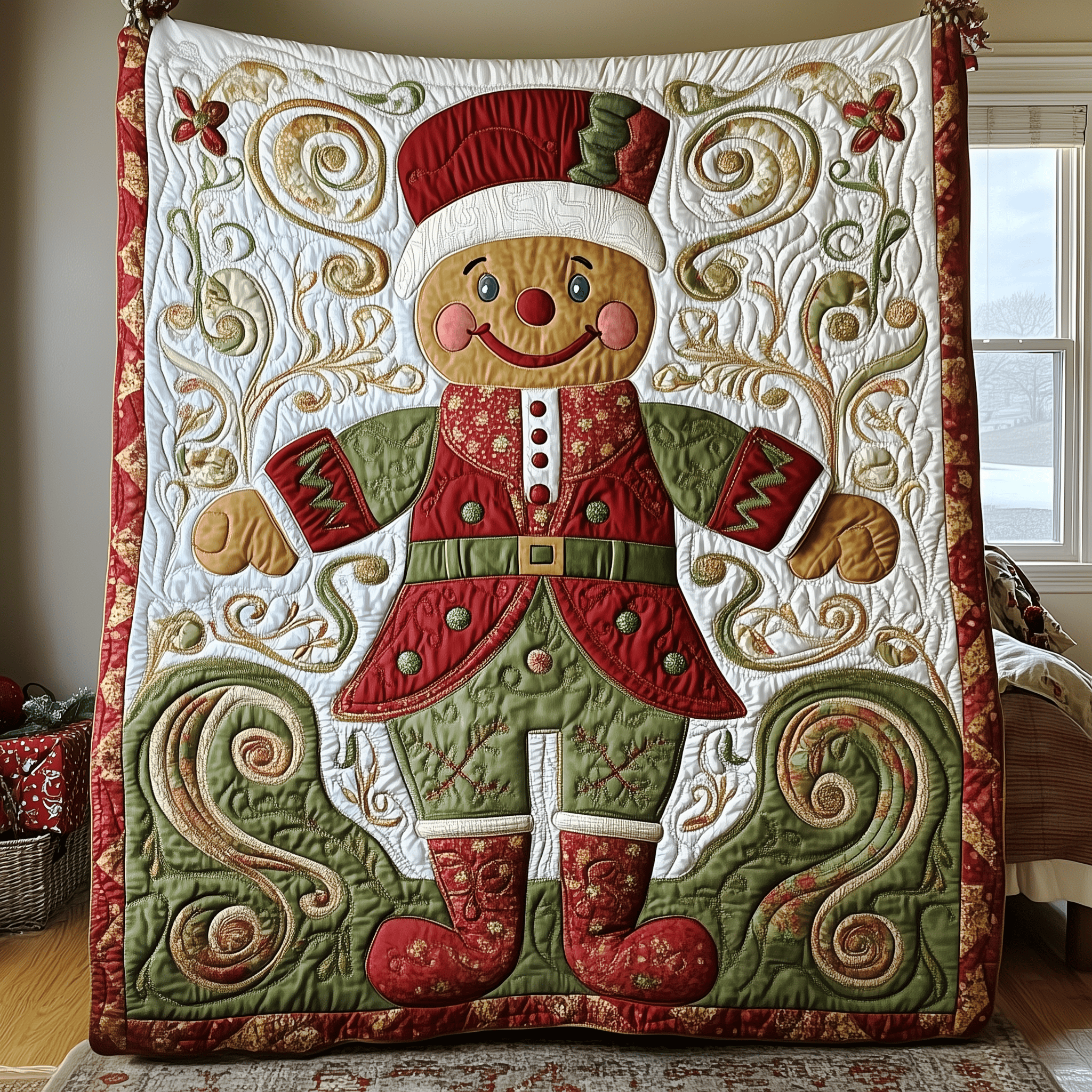 Christmas Santa Gingerbread Man Quilted Blanket Christmas Throw Blanket Unique Christmas Gifts