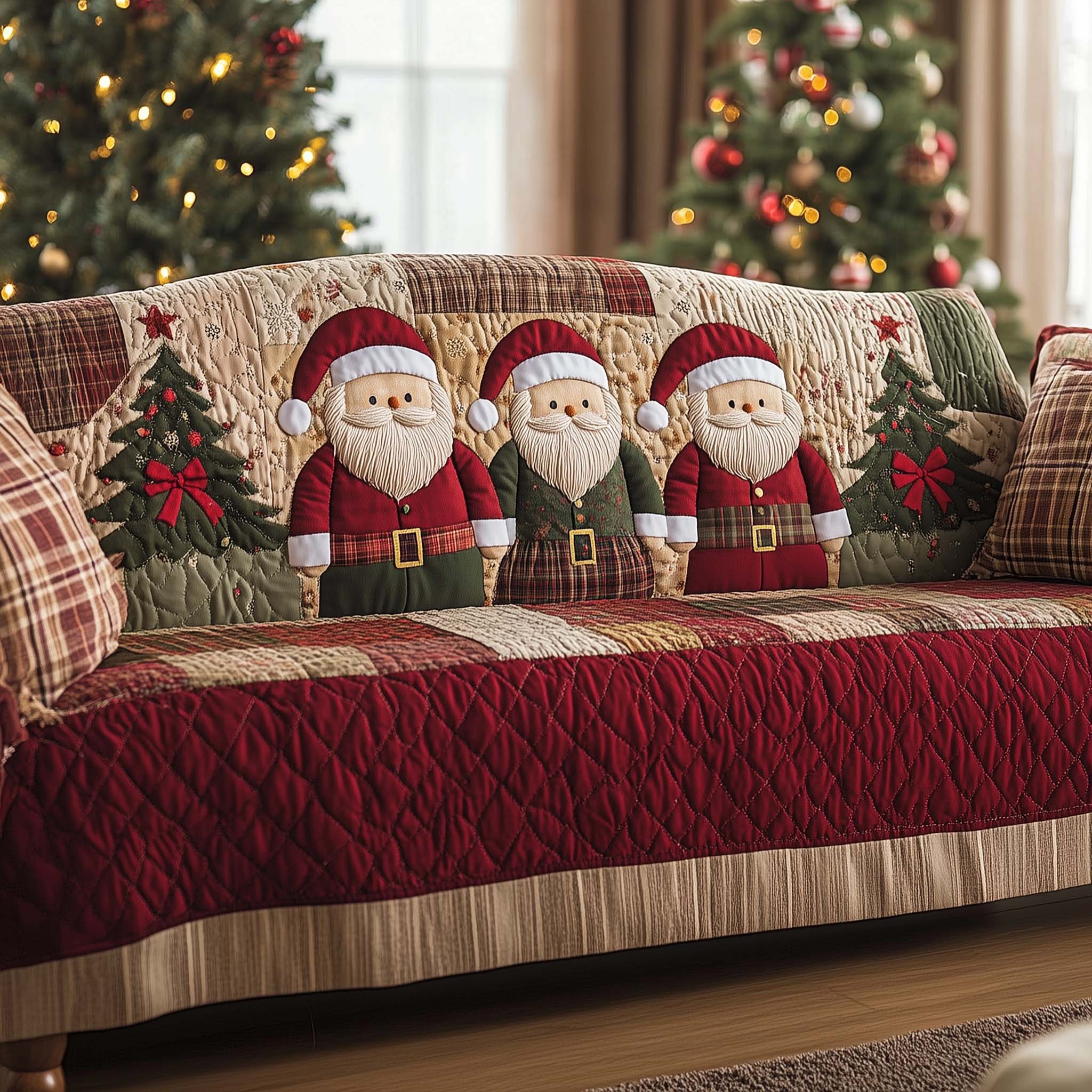 Christmas Santa Joy Quilted Sofa Cover Christmas Spirit Santa Design Secret Santa Gift Ideas