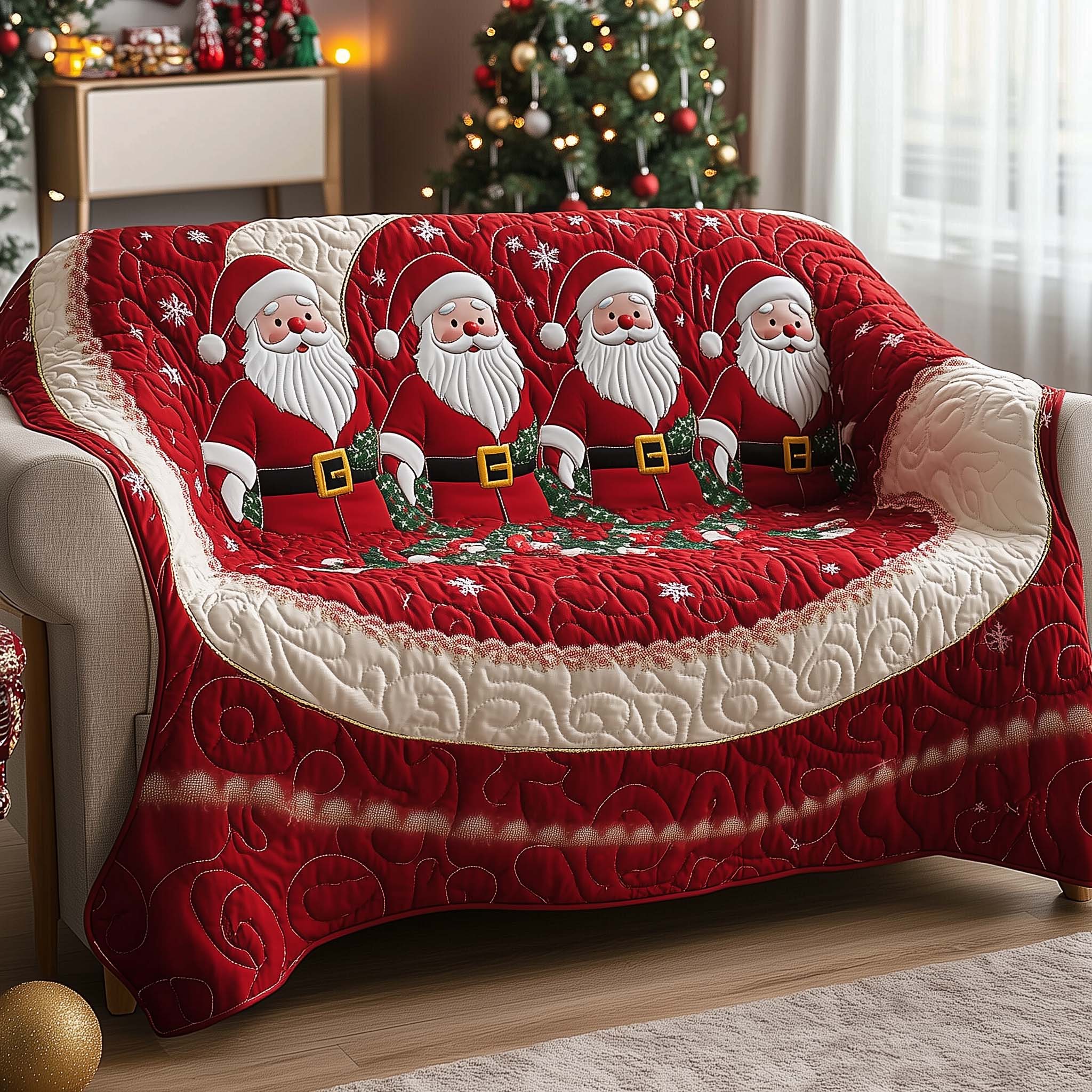 Christmas Santa Joy Quilted Sofa Cover Joyful Holiday Santa Secret Santa Gift Ideas