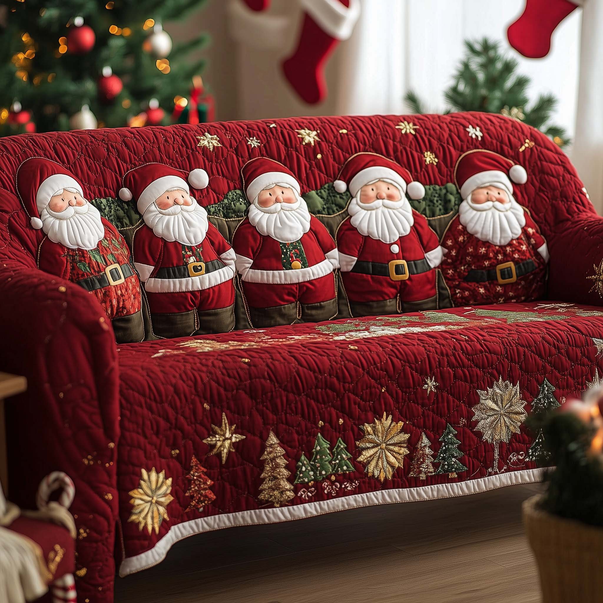 Christmas Santa Joy Quilted Sofa Cover Red Men Joy Sofa Throw Beautiful Secret Santa Gift Ideas