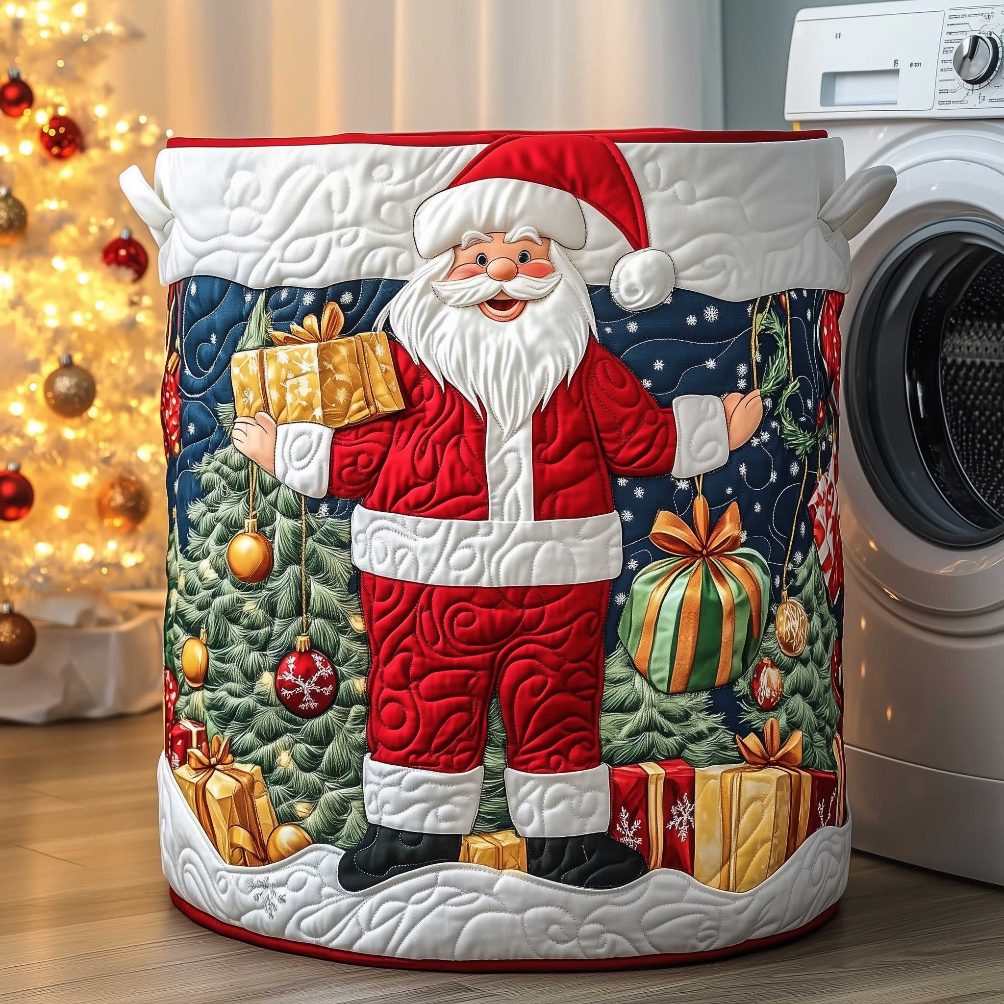 Christmas Santa Quilted Laundry Basket Secret Santa Gifts For Guys