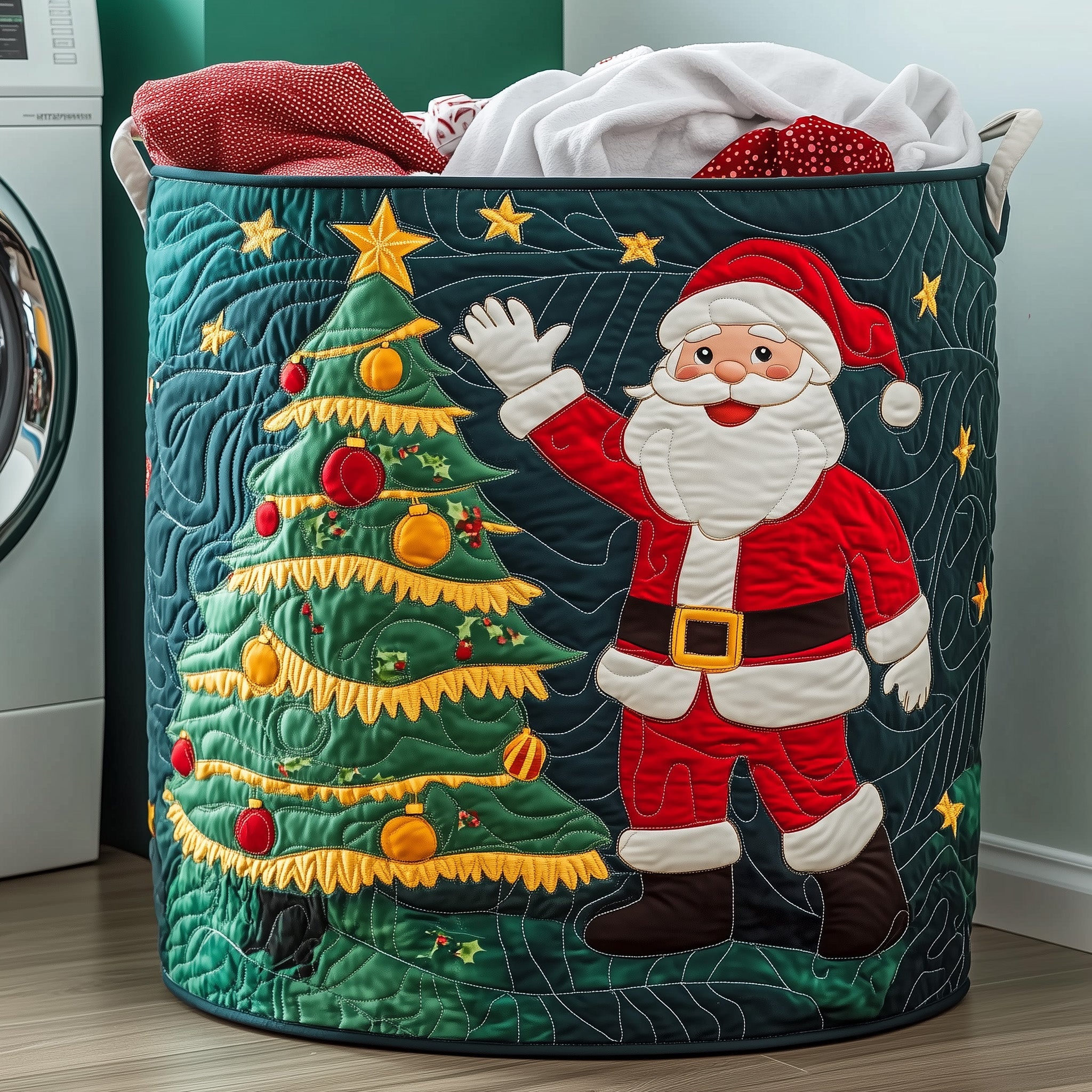 Christmas Santa Quilted Laundry Basket Secret Santa Ideas For Friends