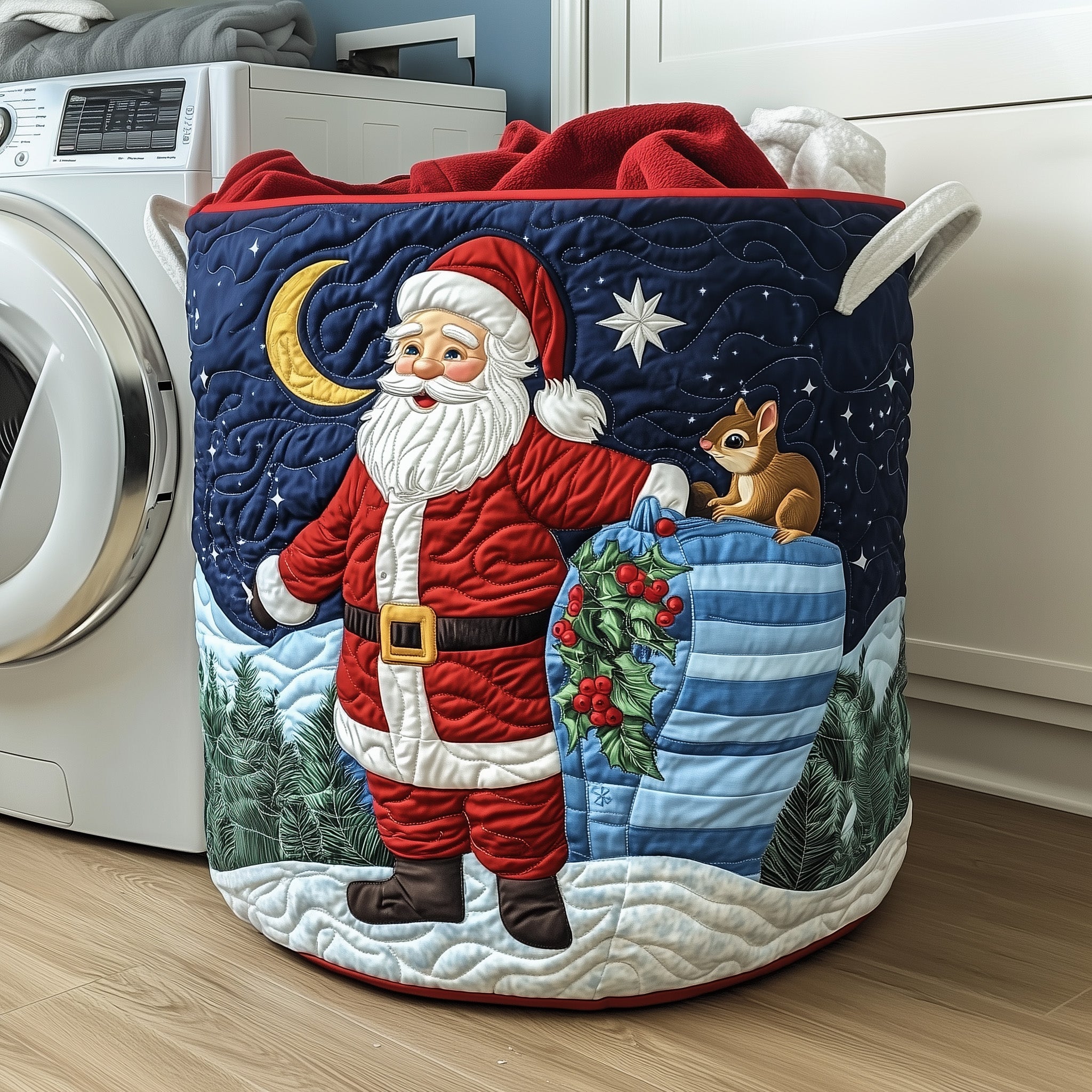 Christmas Santa Quilted Laundry Basket Secret Santa Presents For Her