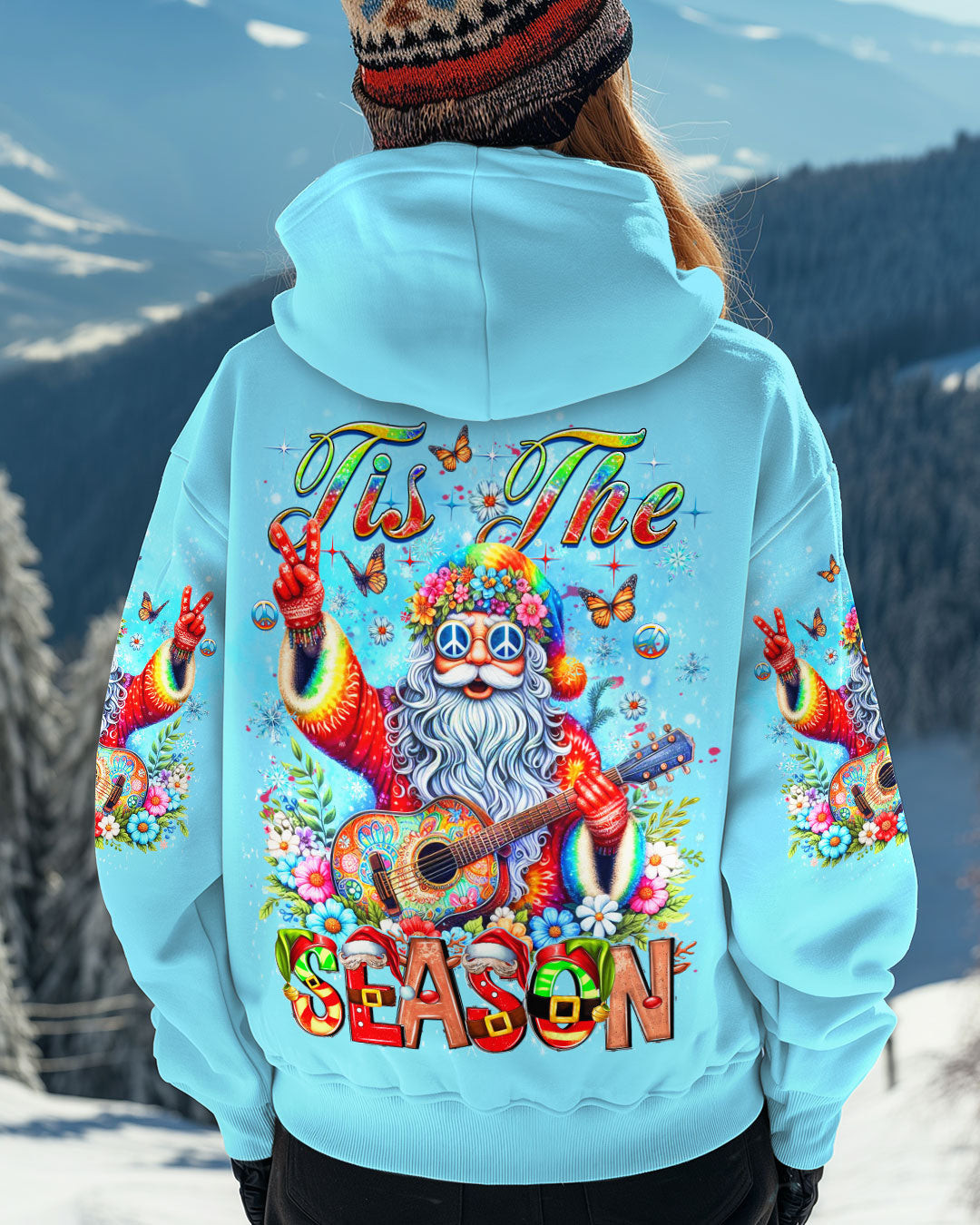Christmas Santa Tis The Season Hoodie Cute Merchandise Hippie Gifts For Guitar Players
