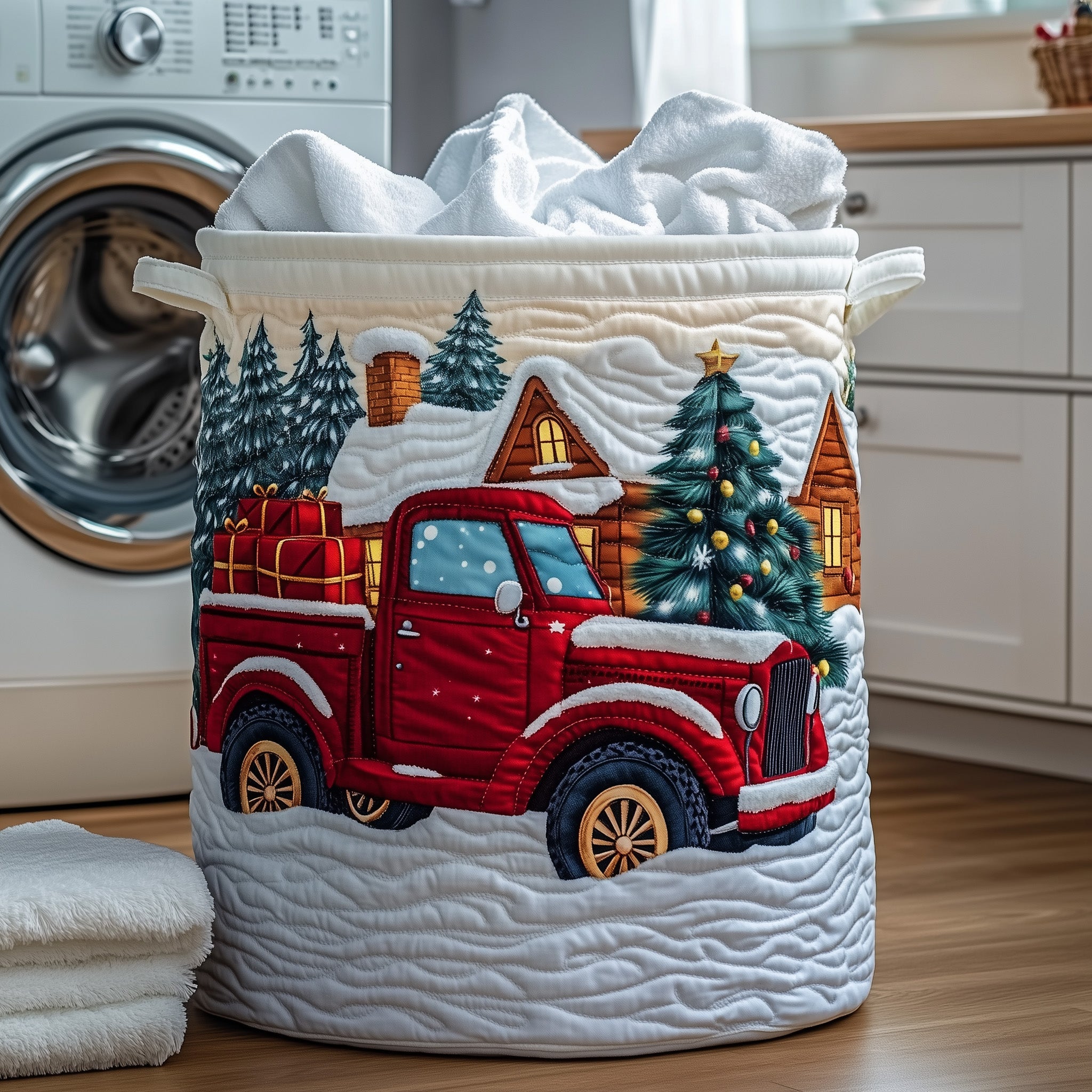 Christmas Serenity Quilted Laundry Basket Merch For Couples